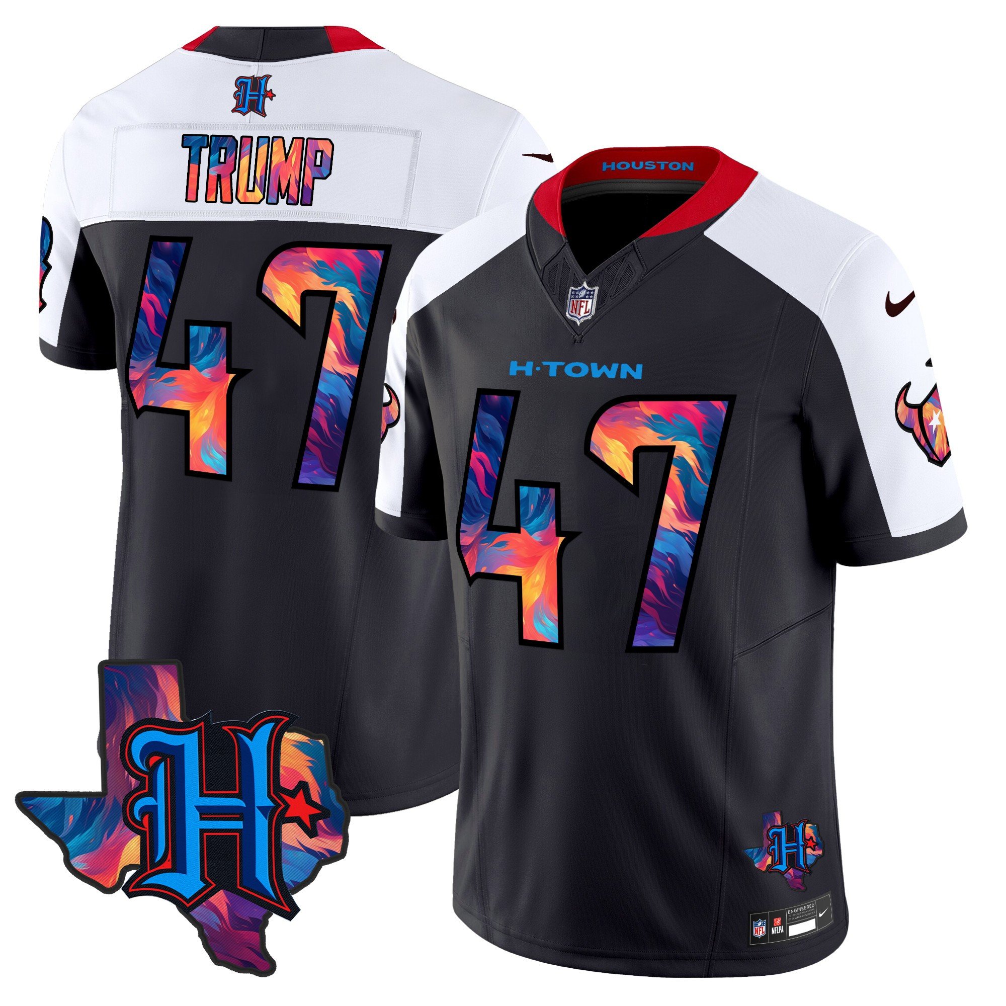 Men's Donald Trump Houston Texans 2024 Special Vapor Limited Navy Alternate Jersey - All Stitched