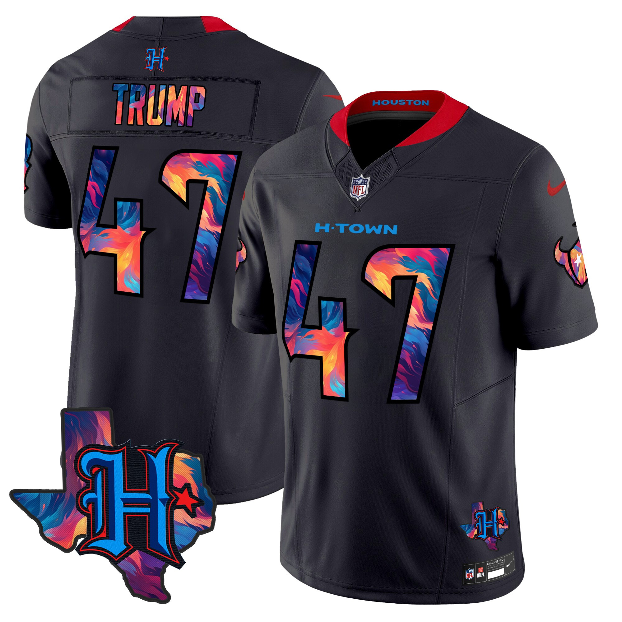 Men's Donald Trump Houston Texans 2024 Special Vapor Limited Navy Limited Jersey - All Stitched