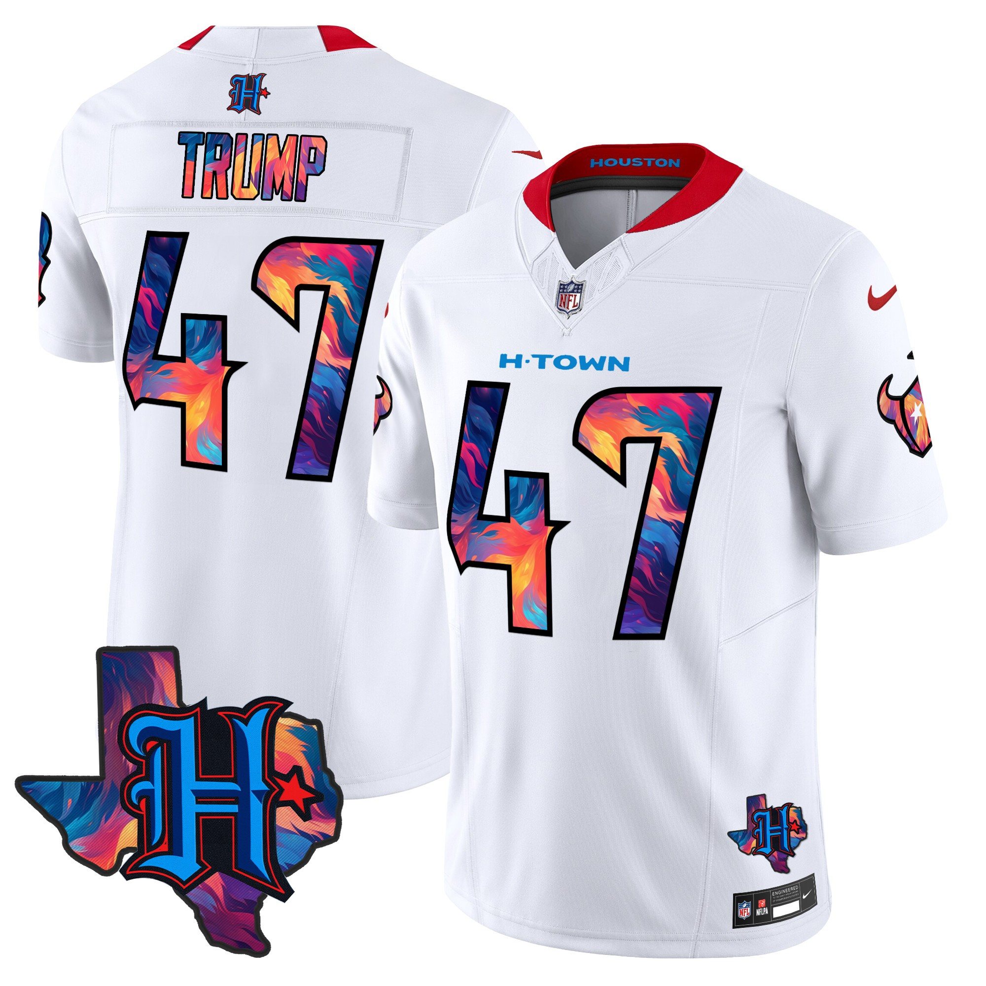 Men's Donald Trump Houston Texans 2024 Special Vapor Limited White Jersey - All Stitched