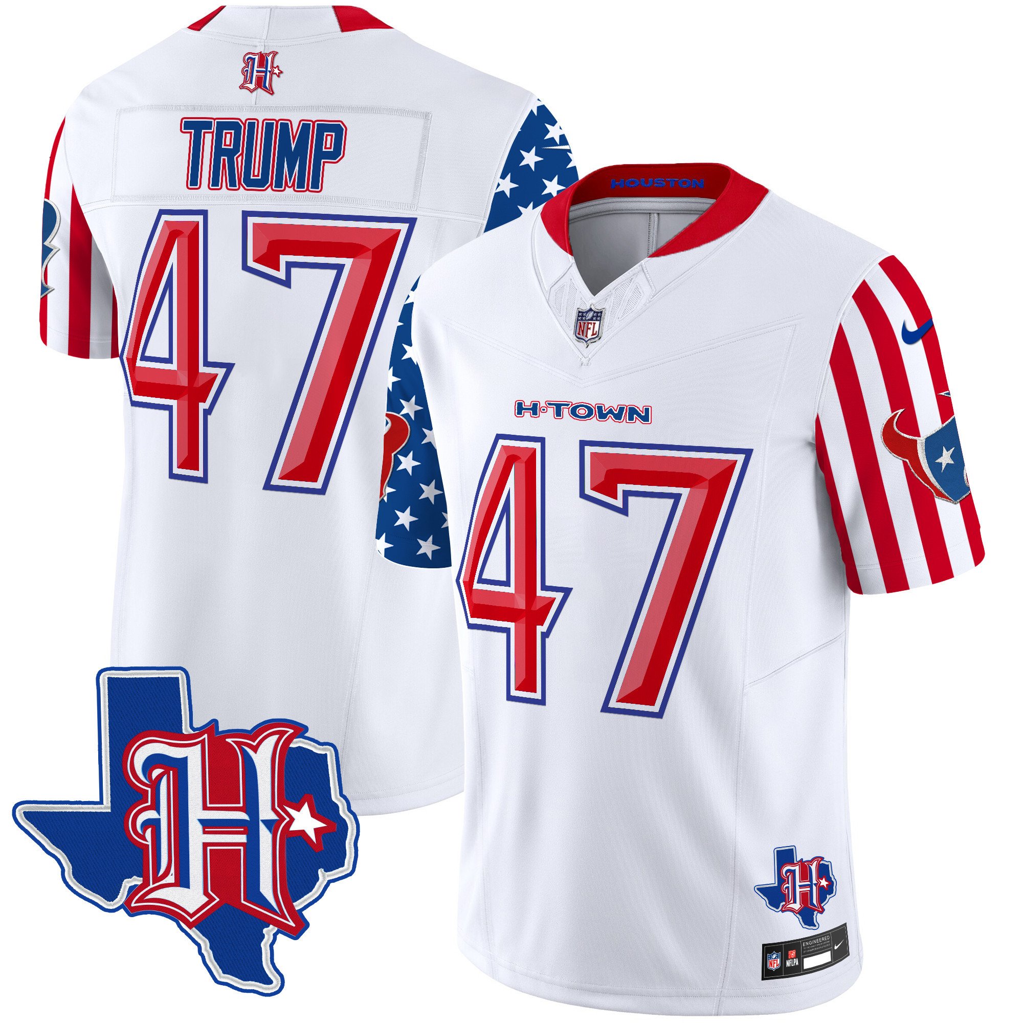 Men's Donald Trump Houston Texans American Style Vapor Limited White Jersey - All Stitched