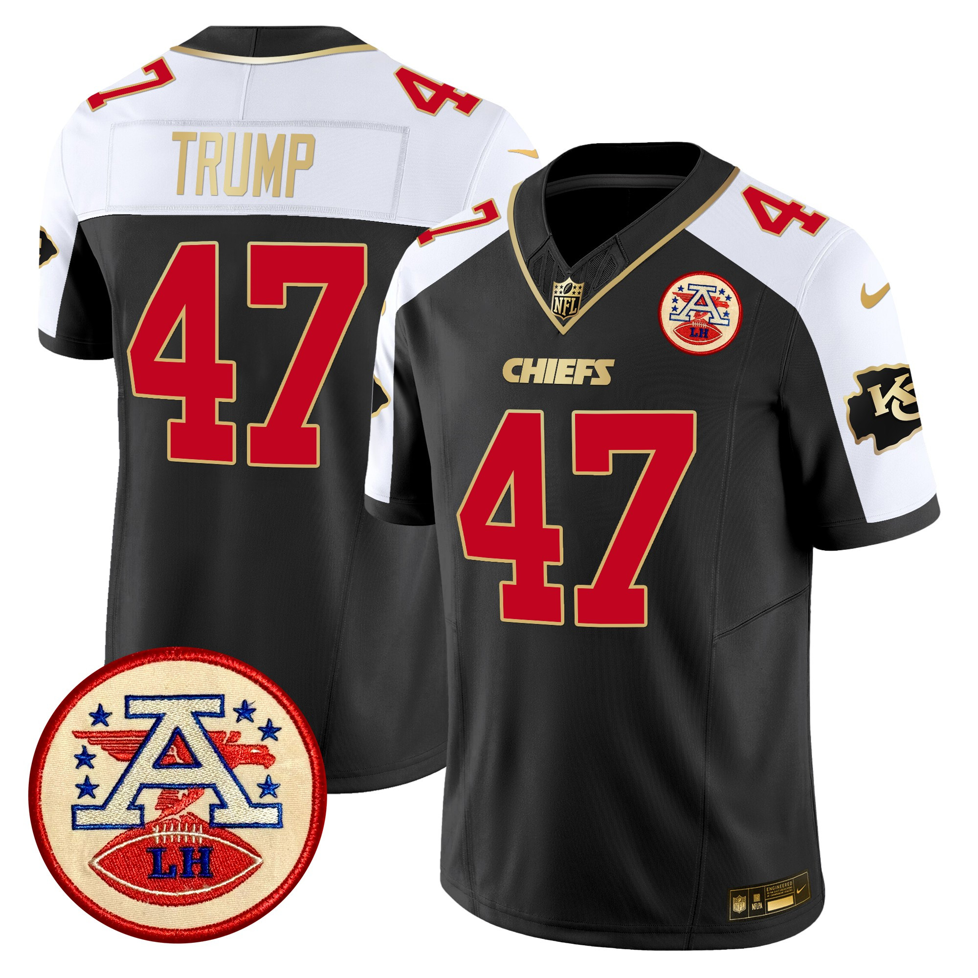 Men's Donald Trump Kansas City Chiefs 2024 Lamar Hunt Patch Vapor Limited Black Alternate Jersey - All Stitched