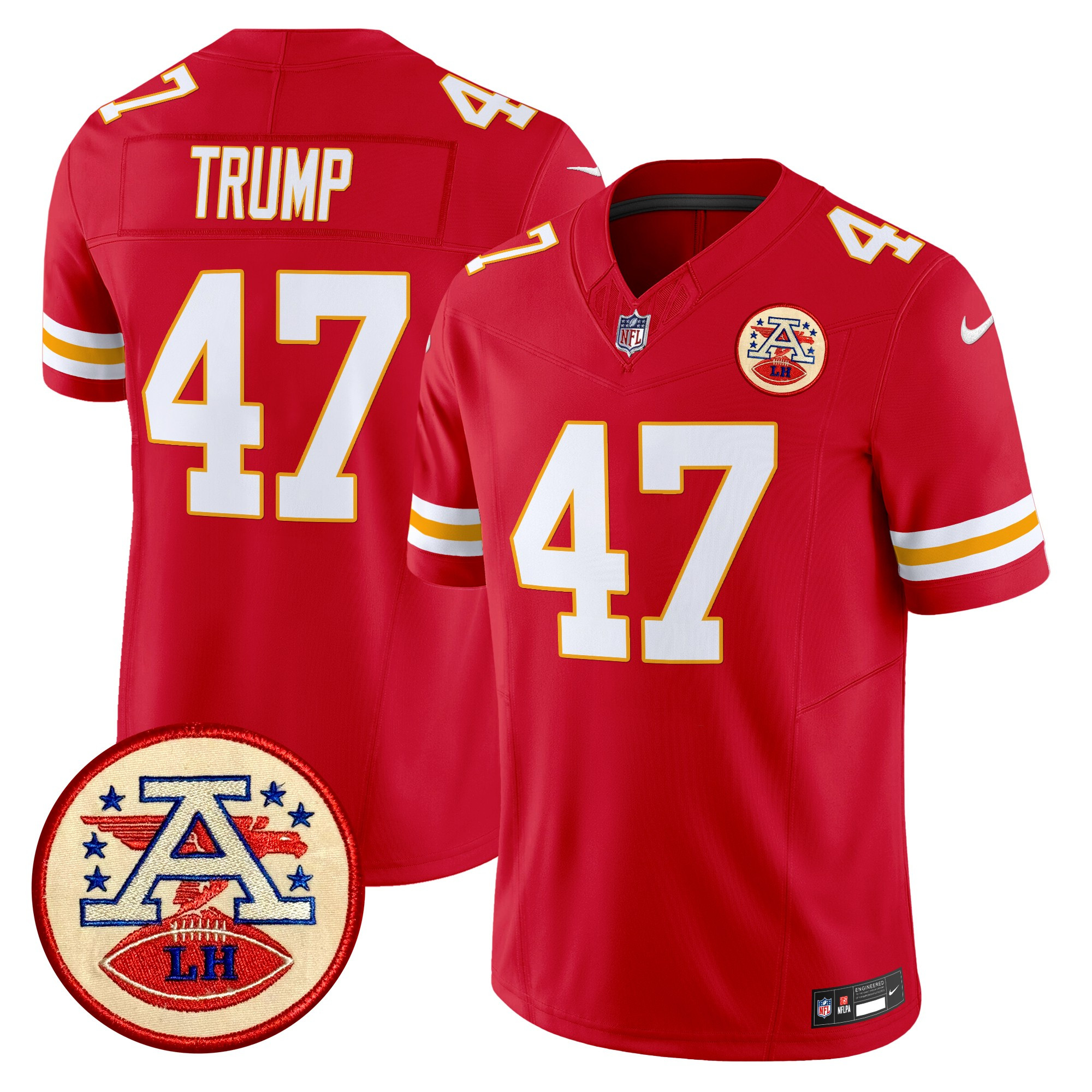 Men's Donald Trump Kansas City Chiefs 2024 Lamar Hunt Patch Vapor Limited Red Jersey - All Stitched