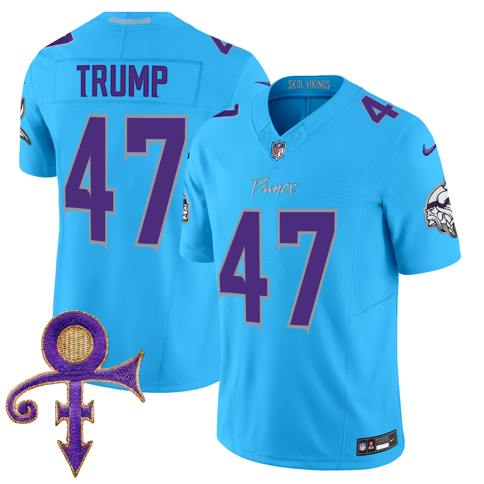 Men's Donald Trump Minnesota Vikings 2024 Prince Vapor Limited Light Blue Jersey - All Stitched