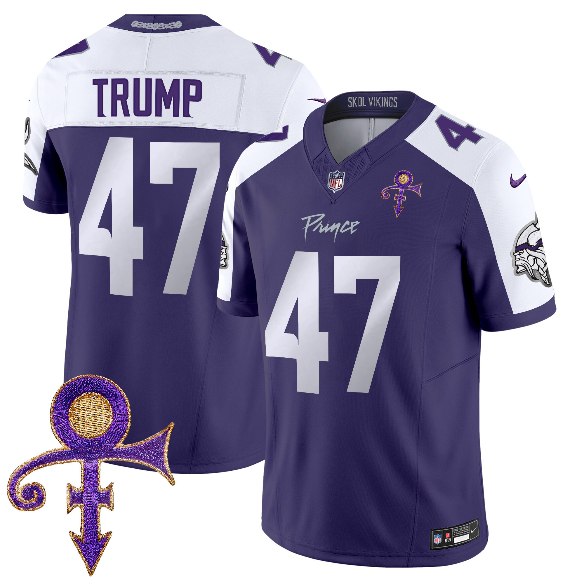 Men's Donald Trump Minnesota Vikings 2024 Prince Vapor Limited Purple Alternate Jersey - All Stitched