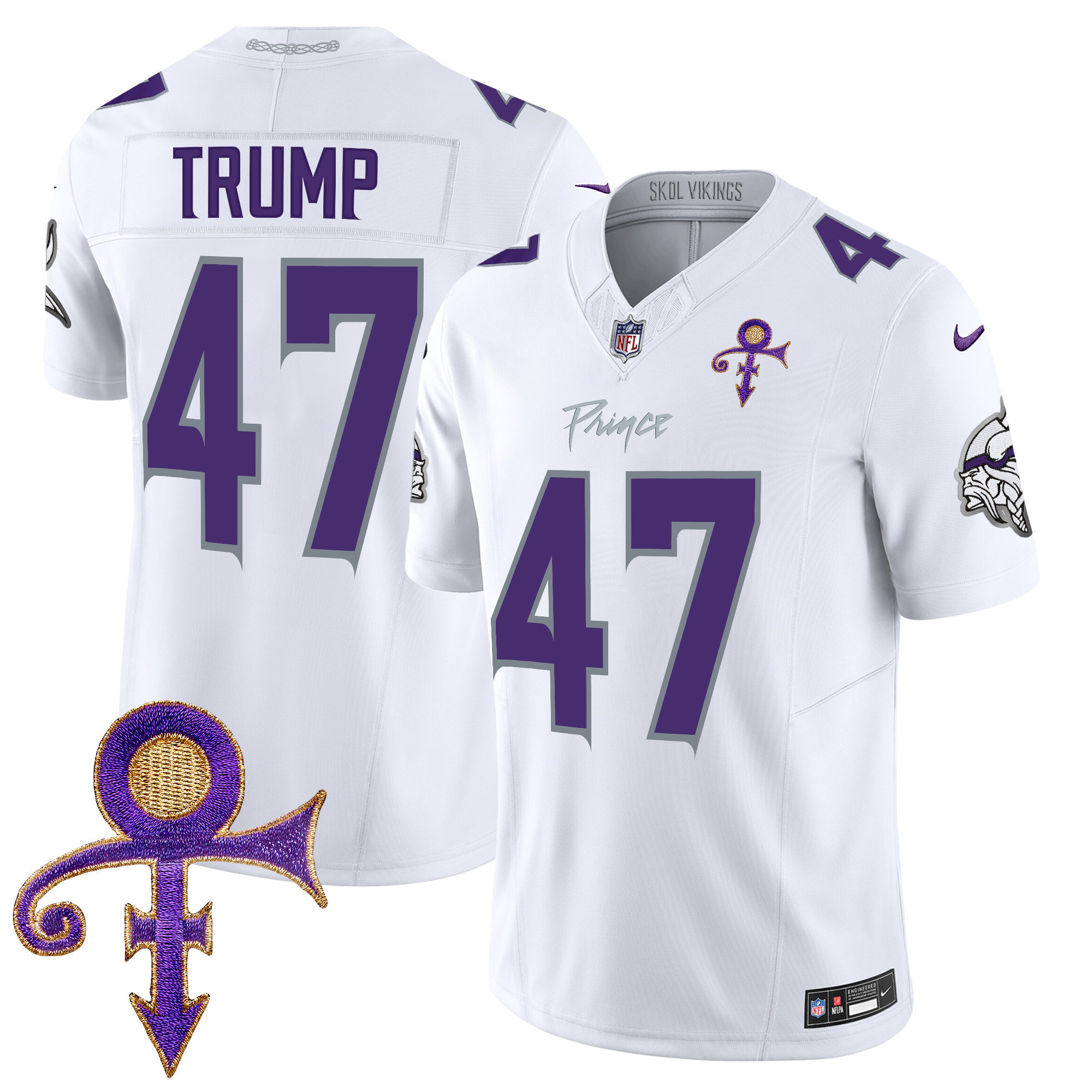 Men's Donald Trump Minnesota Vikings 2024 Prince Vapor Limited White Limited Jersey - All Stitched
