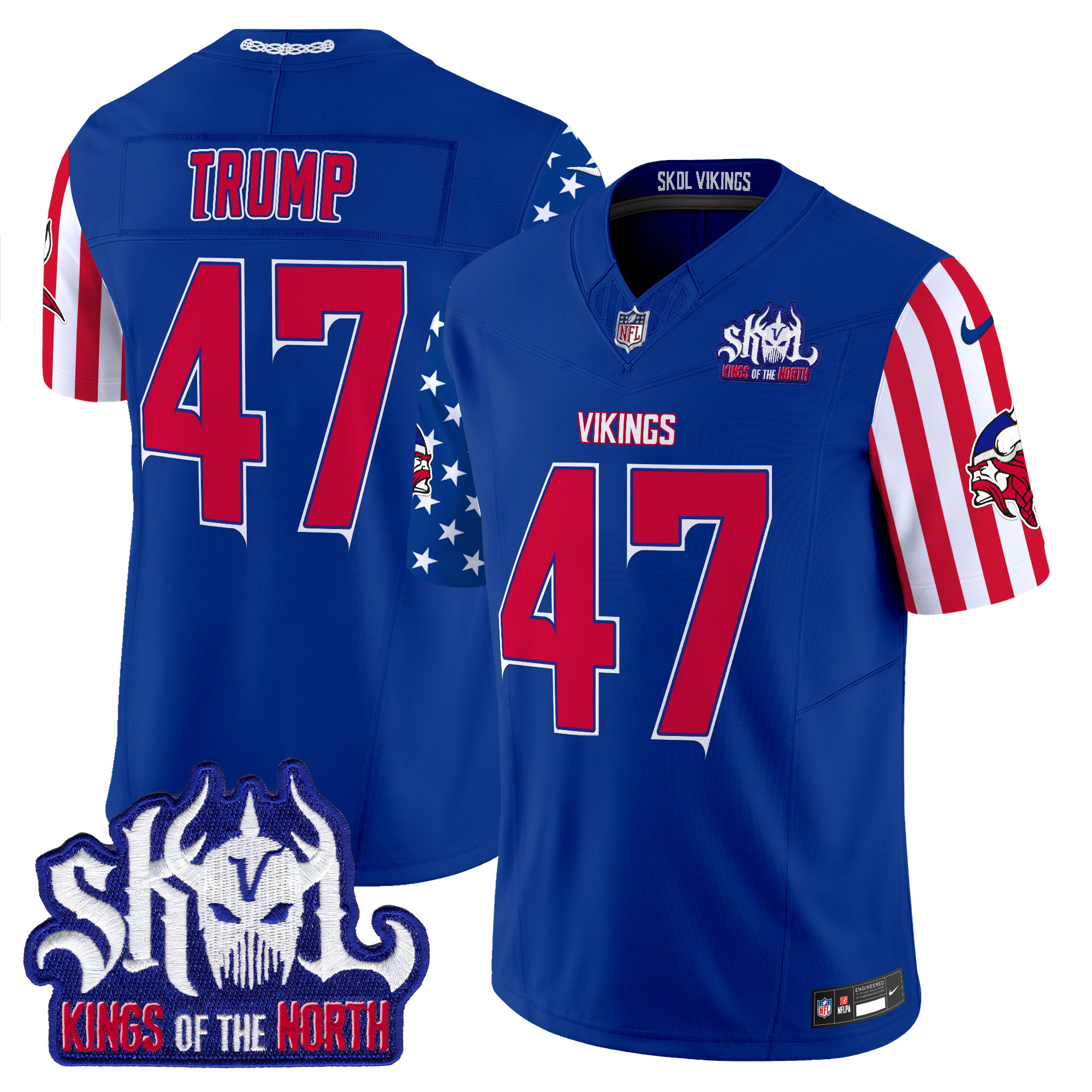 Men's Donald Trump Minnesota Vikings American Style Vapor Limited Royal Jersey - All Stitched