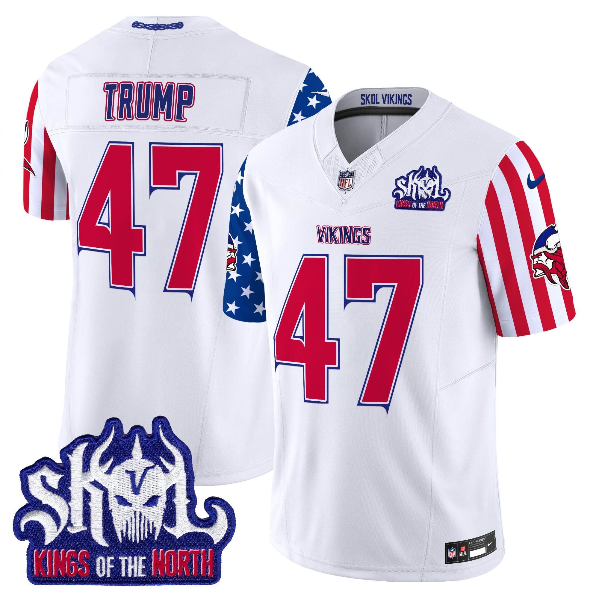 Men's Donald Trump Minnesota Vikings American Style Vapor Limited White Jersey - All Stitched
