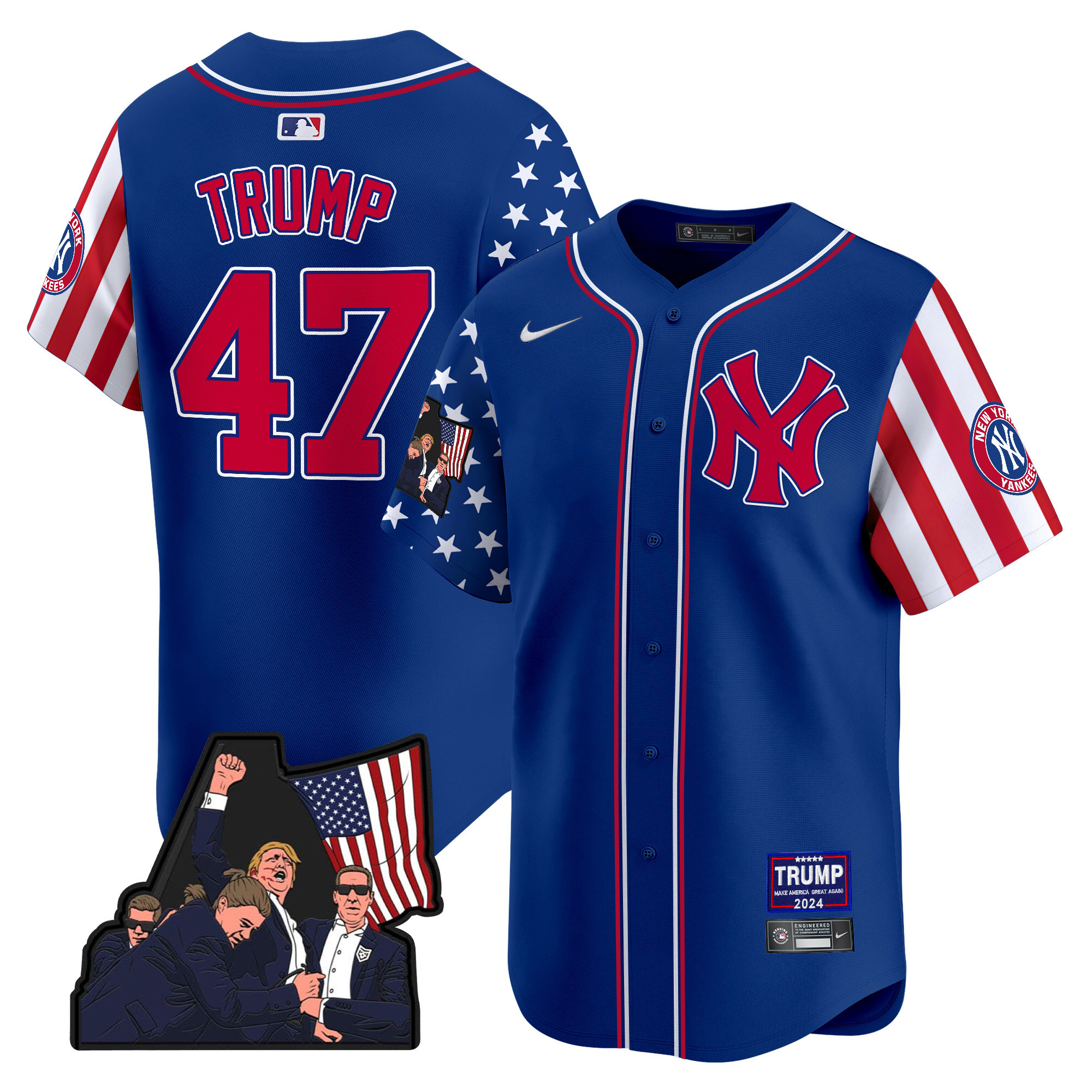 Men's Donald Trump New York Yankees Make American Great Again Vapor Premier Limited Royal Jersey - All Stitched
