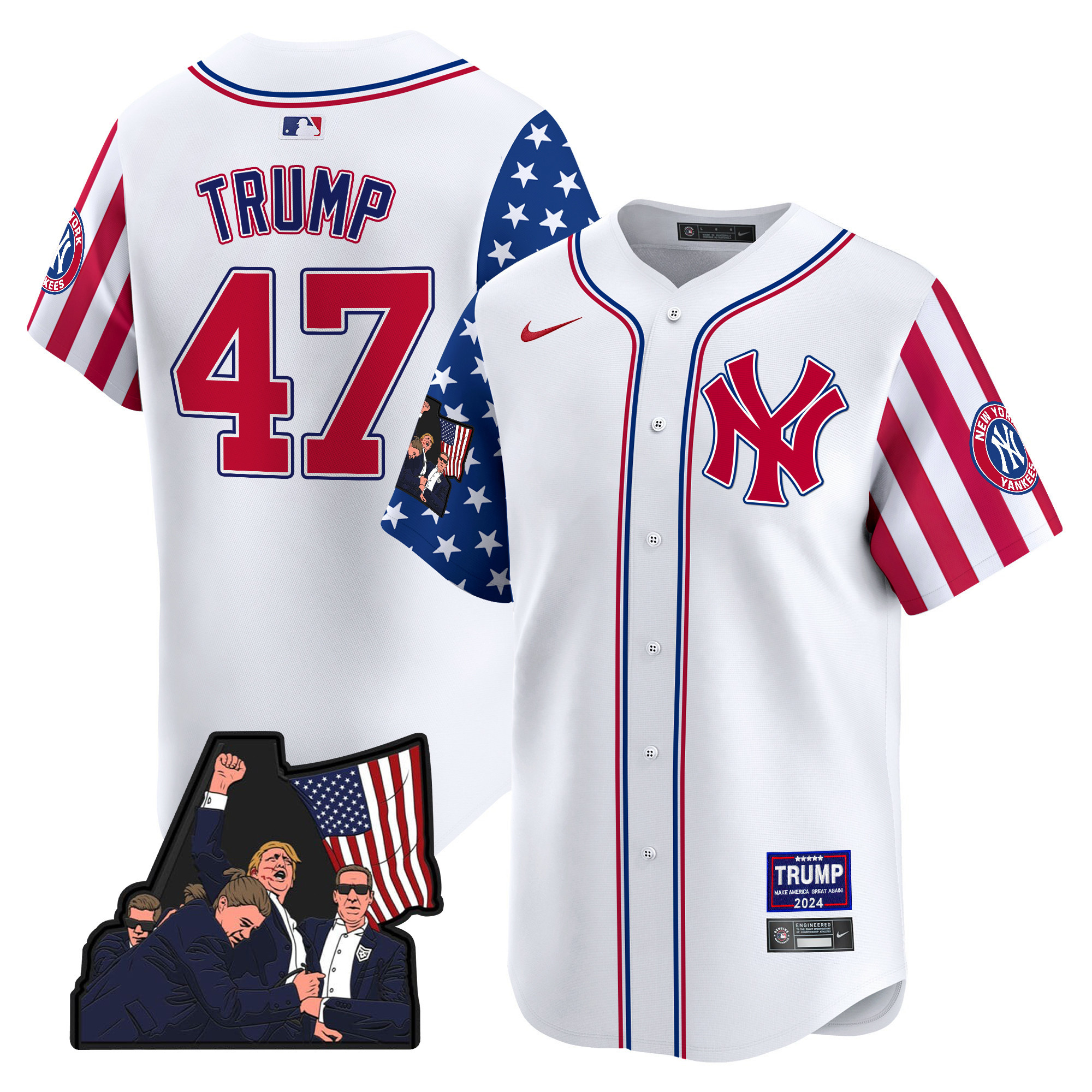 Men's Donald Trump New York Yankees Make American Great Again Vapor Premier Limited White Jersey - All Stitched