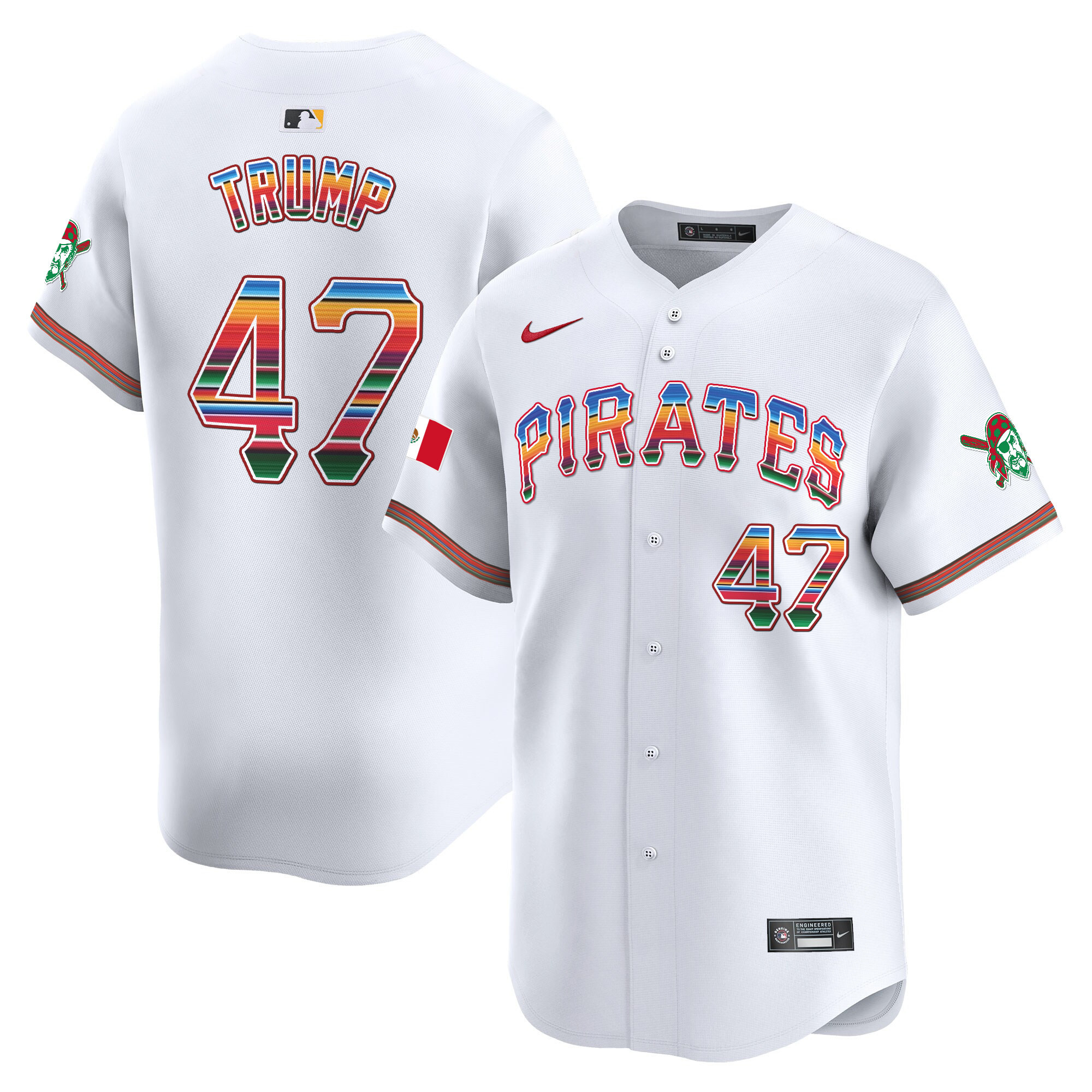 Men's Donald Trump Pittsburgh Pirates Mexico Vapor Premier Limited White Jersey - All Stitched