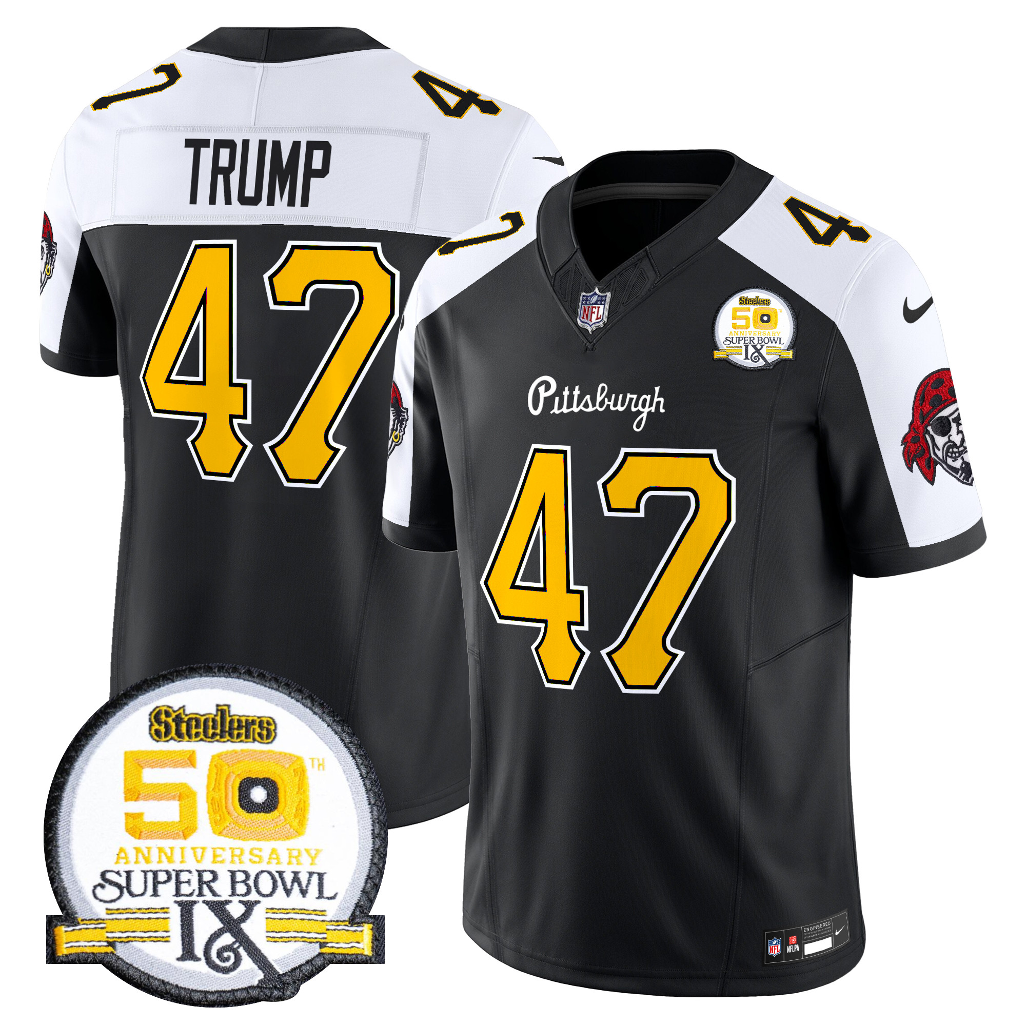 Men's Donald Trump Pittsburgh Steelers 2024 Vapor Limited Black Alternate Jersey - All Stitched