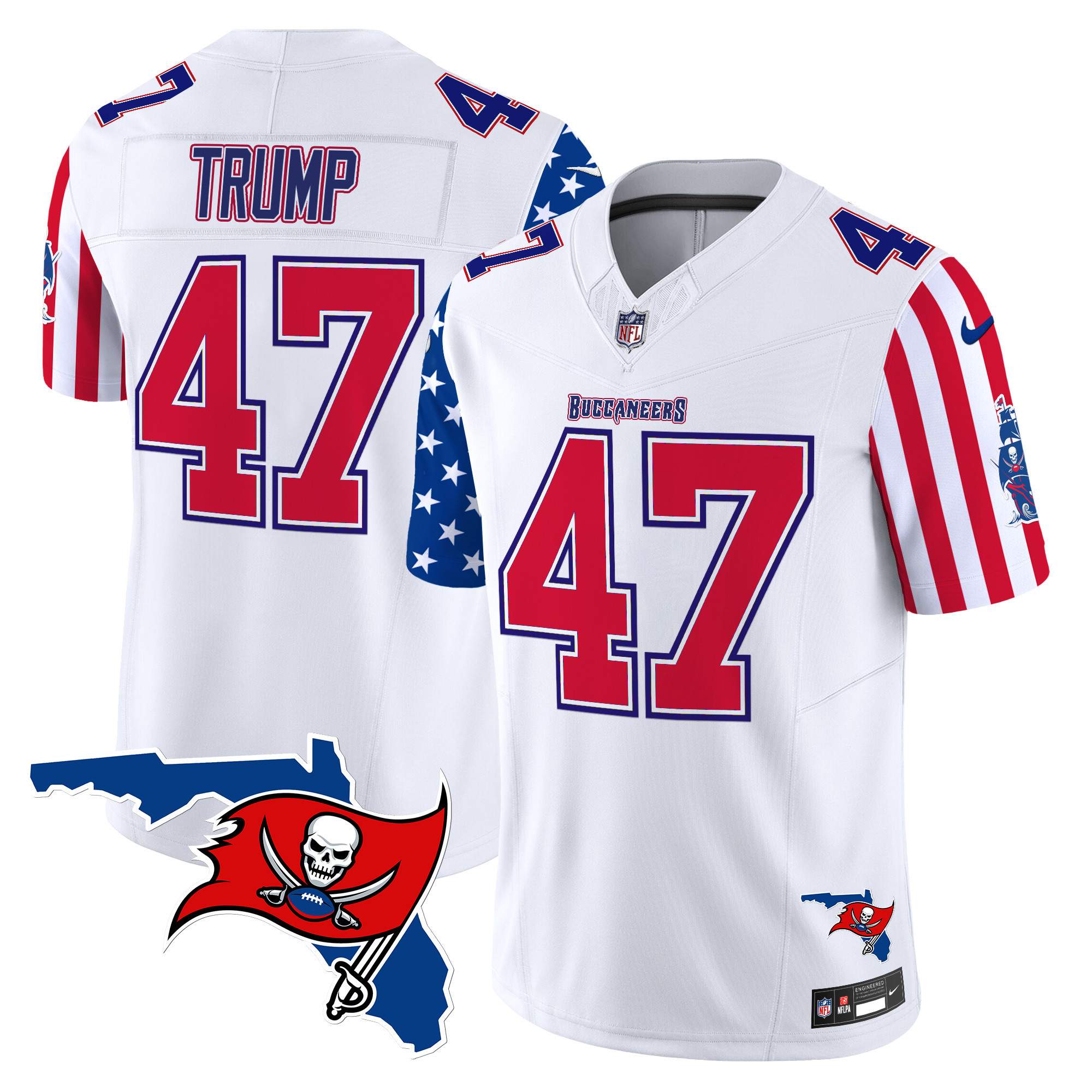 Men's Donald Trump Tampa Bay Buccaneers American Style Vapor Limited White Jersey - All Stitched