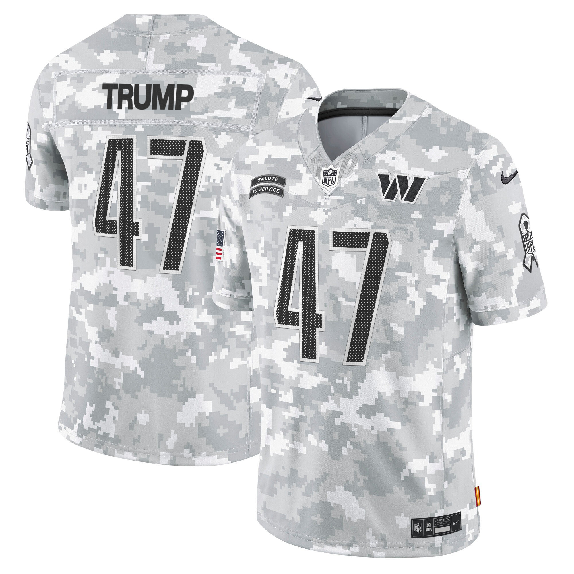 Men's Donald Trump Washington Commanders 2024 Salute to Service Vapor Limited Jersey - Arctic Camo - All Stitched