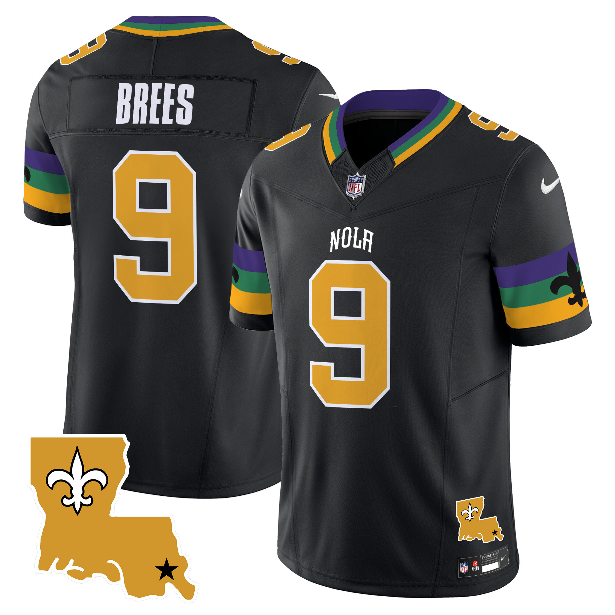 Men's Drew Brees New Orleans Saints 2024 New Orleans City Vapor Limited Black Jersey - All Stitched