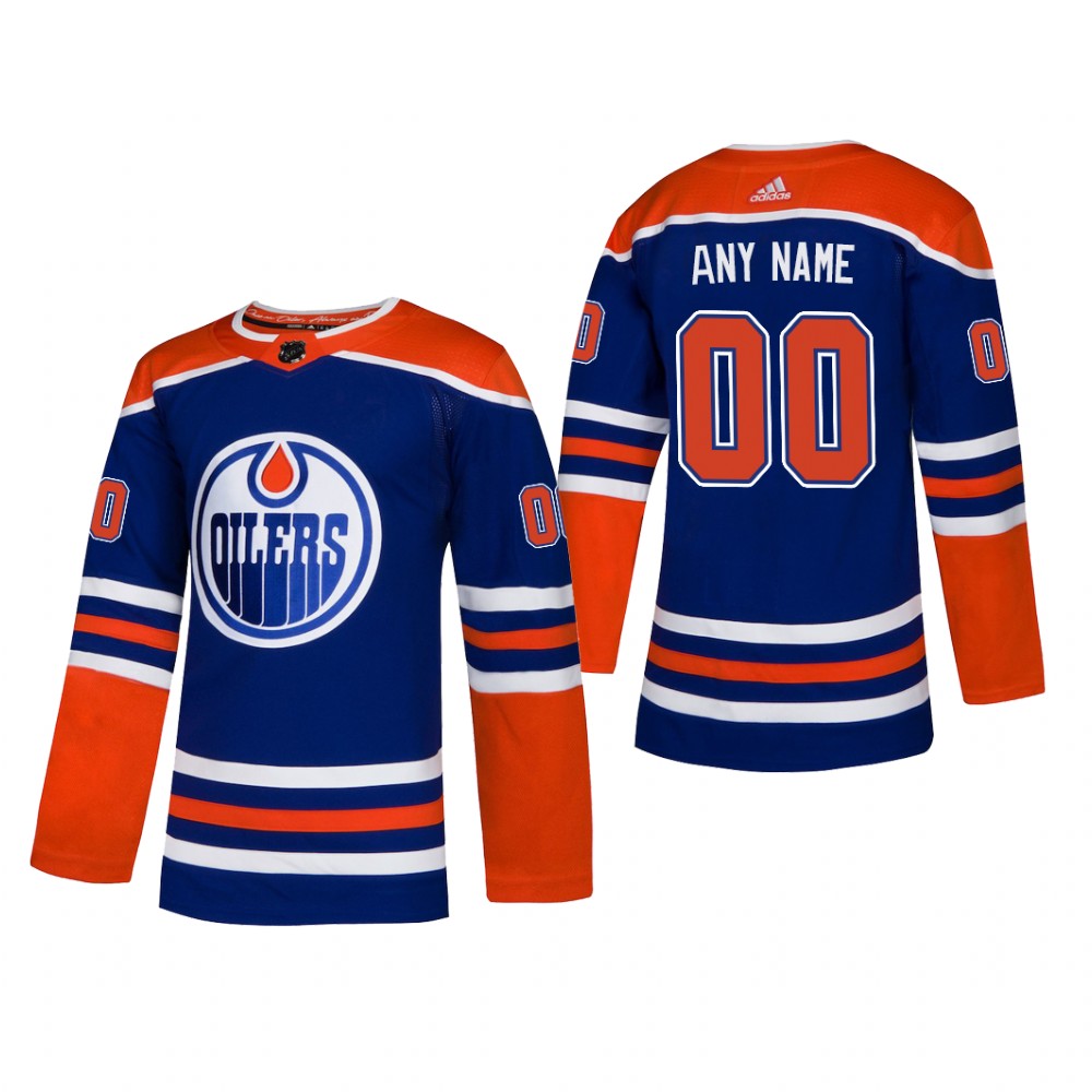 Men's Edmonton Oilers Custom #00 2019 Alternate Reasonable Jersey - Royal