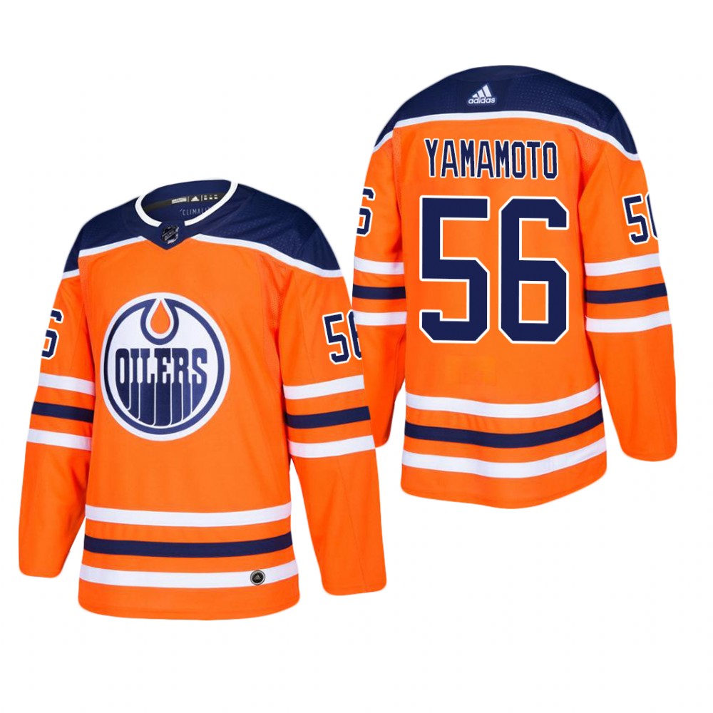 Men's Edmonton Oilers Kailer Yamamoto #56 Home Orange Player Cheap Jersey