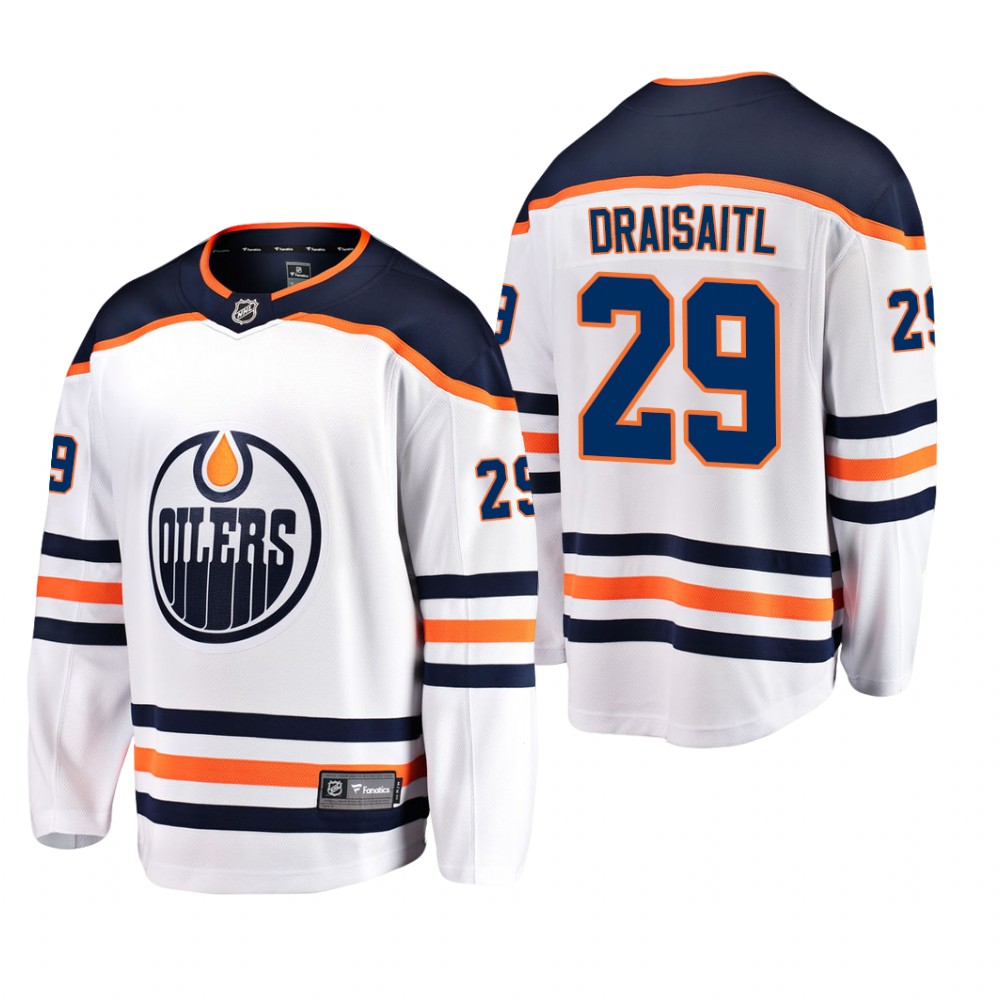 Men’s Edmonton Oilers Leon Draisaitl #29 Away White Breakaway Player Cheap Jersey