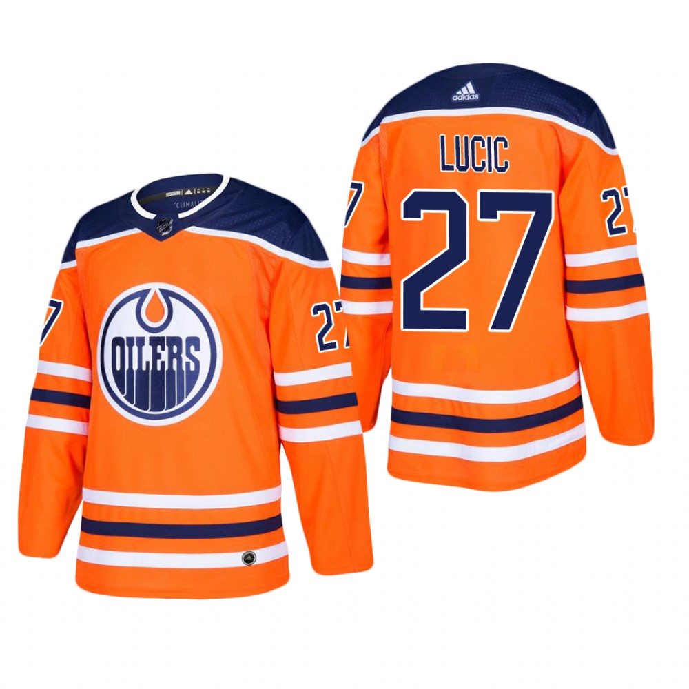 Men's Edmonton Oilers Milan Lucic #27 Home Orange Player Cheap Jersey