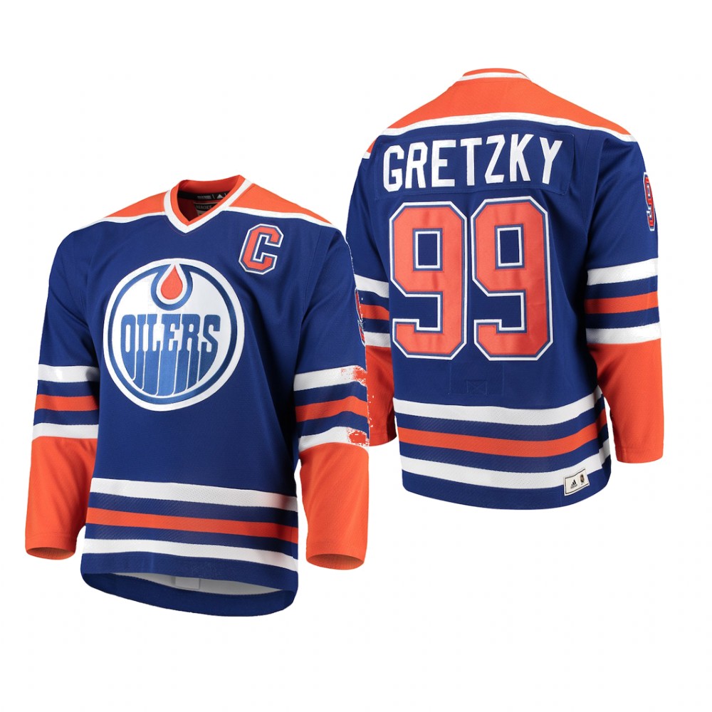 Men's Edmonton Oilers Wayne Gretzky #99 Throwback Royal Heroes of Cheap Jersey