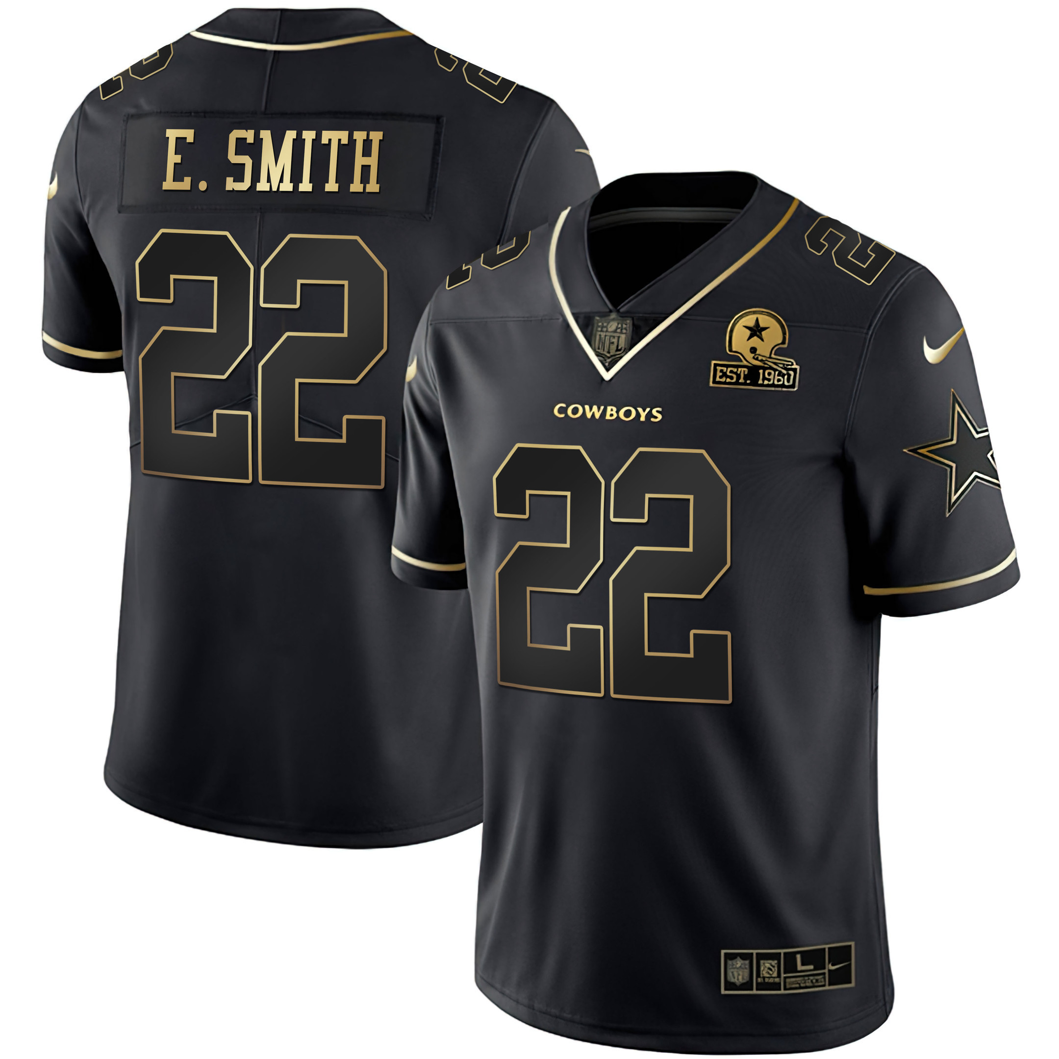 Men's Emmitt Smith Dallas Cowboys Black Gold Jersey Collection - All Stitched