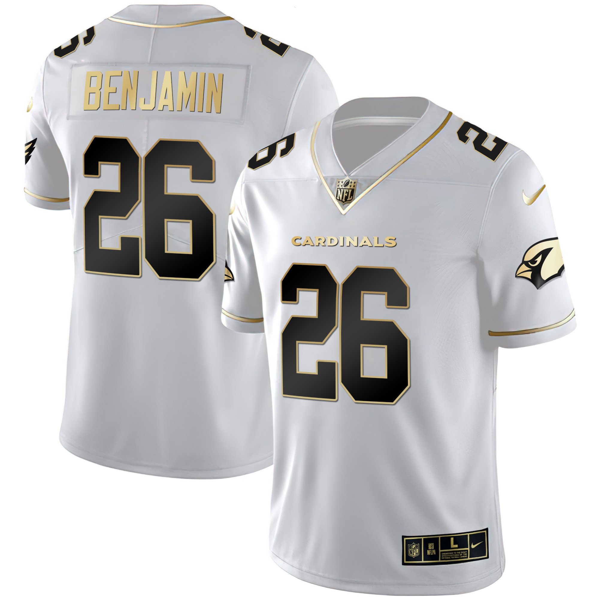 Men's Eno Benjamin Arizona Cardinals Black Gold & White Gold Vapor Limited White Gold Jersey - All Stitched