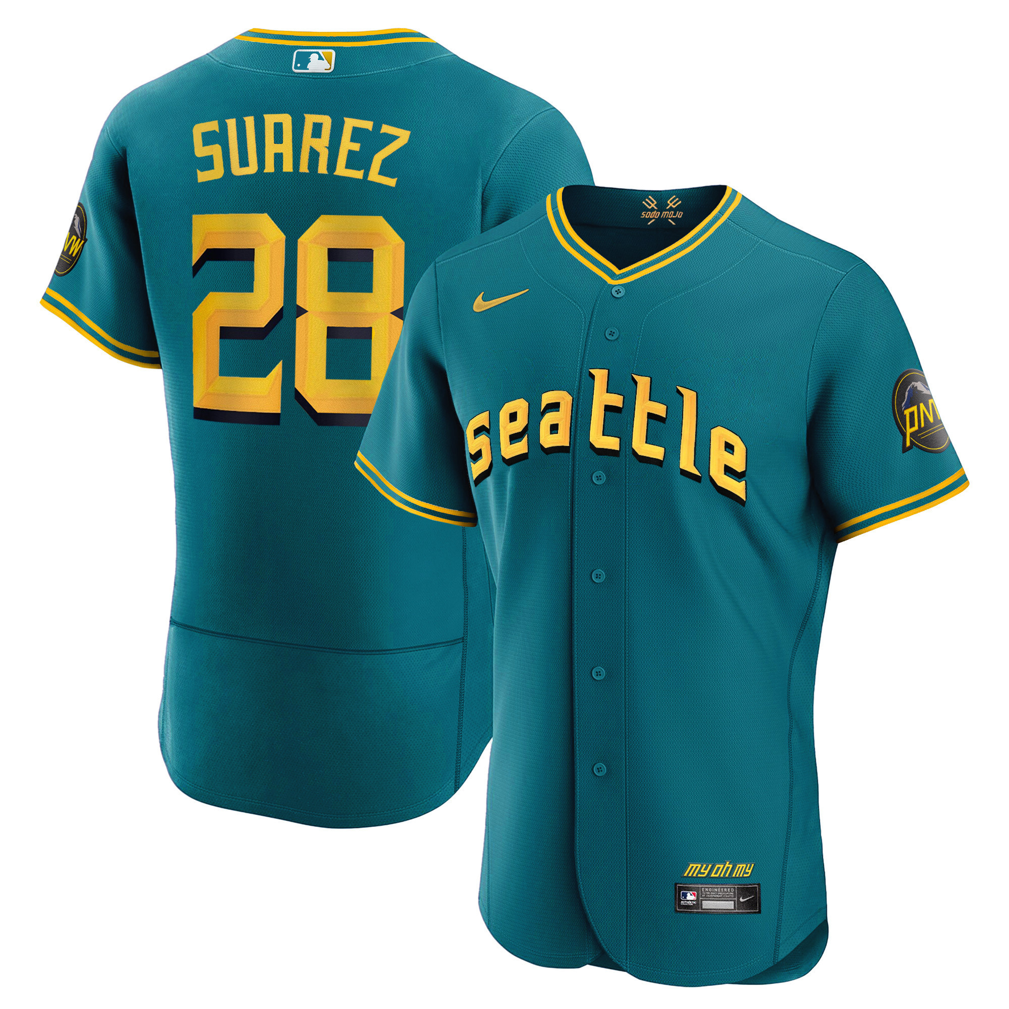 Men's Eugenio Suarez Seattle Mariners 2023 City Connect Collection Flex Aqua Jersey - All Stitched