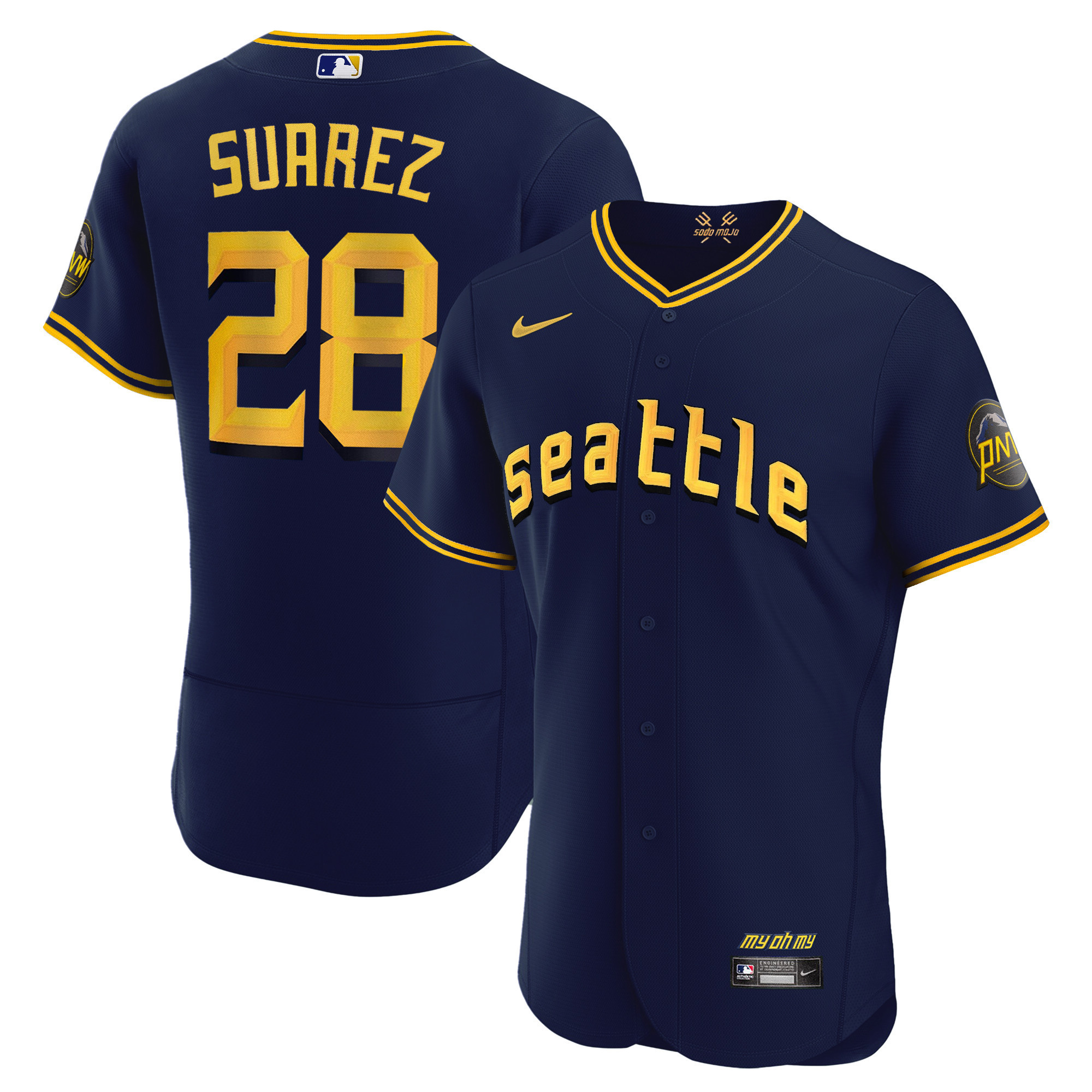 Men's Eugenio Suarez Seattle Mariners 2023 City Connect Collection Flex Navy Jersey - All Stitched