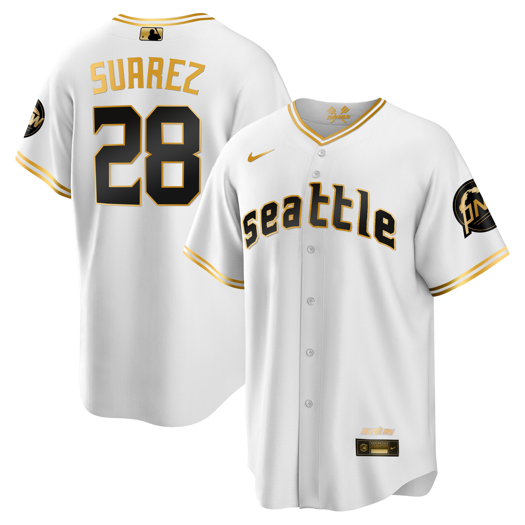 Men's Eugenio Suarez Seattle Mariners 2023 City Connect Gold Cool White Gold Jersey - All Stitched