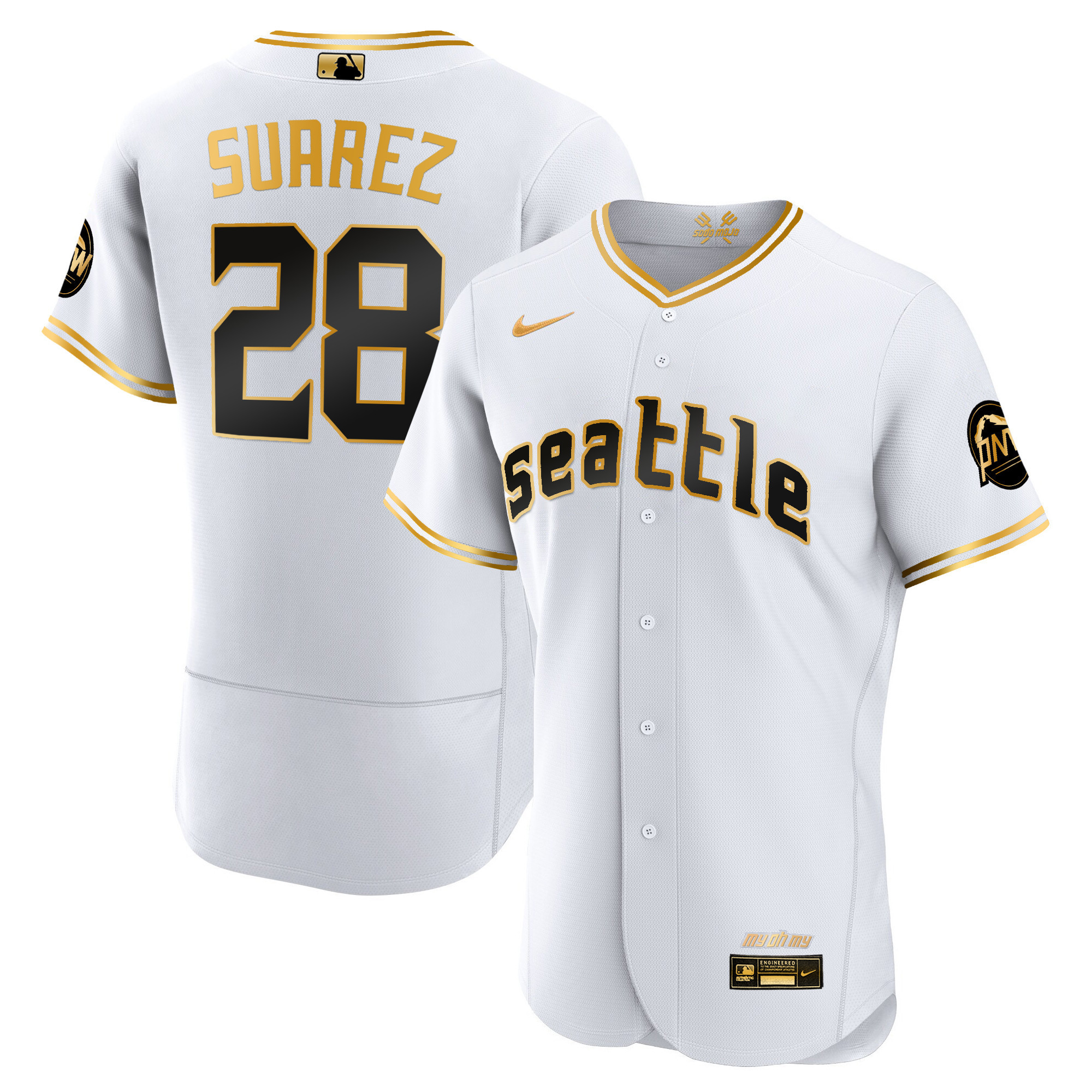 Men's Eugenio Suarez Seattle Mariners 2023 City Connect Gold Flex White Gold Jersey - All Stitched