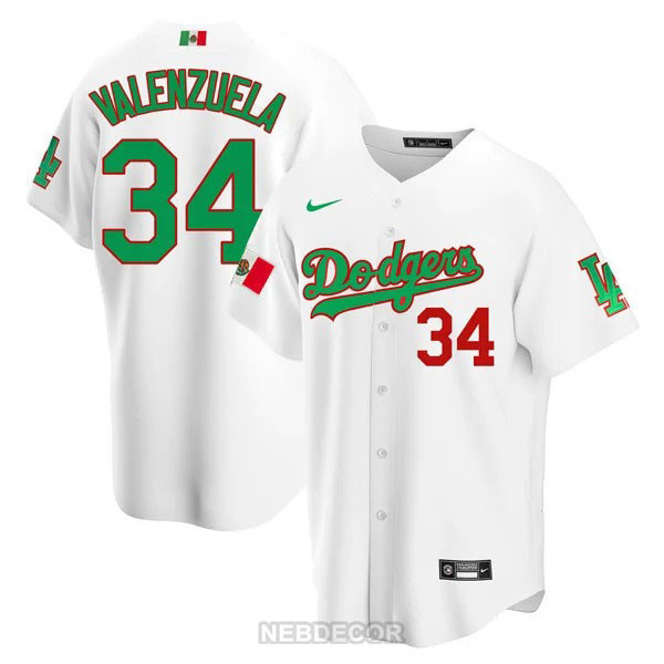 Men's Fernando Valenzuela Los Angeles Dodgers Mexican Heritage Mexico White Jersey