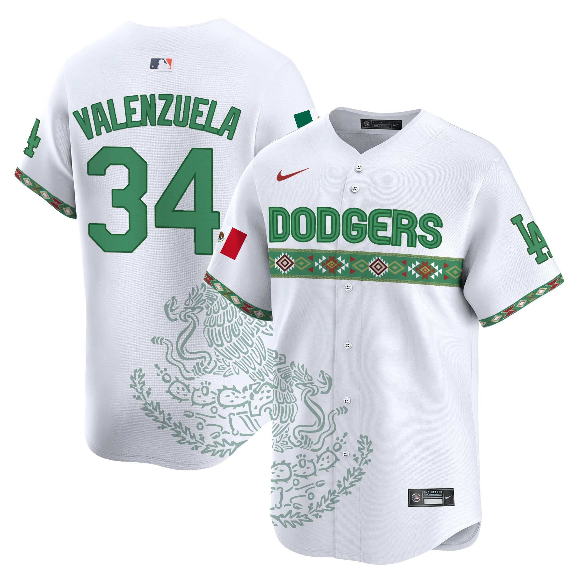 Men's Fernando Valenzuela Los Angeles Dodgers Mexico Vapor Premier Limited White Jersey V3 - Printed