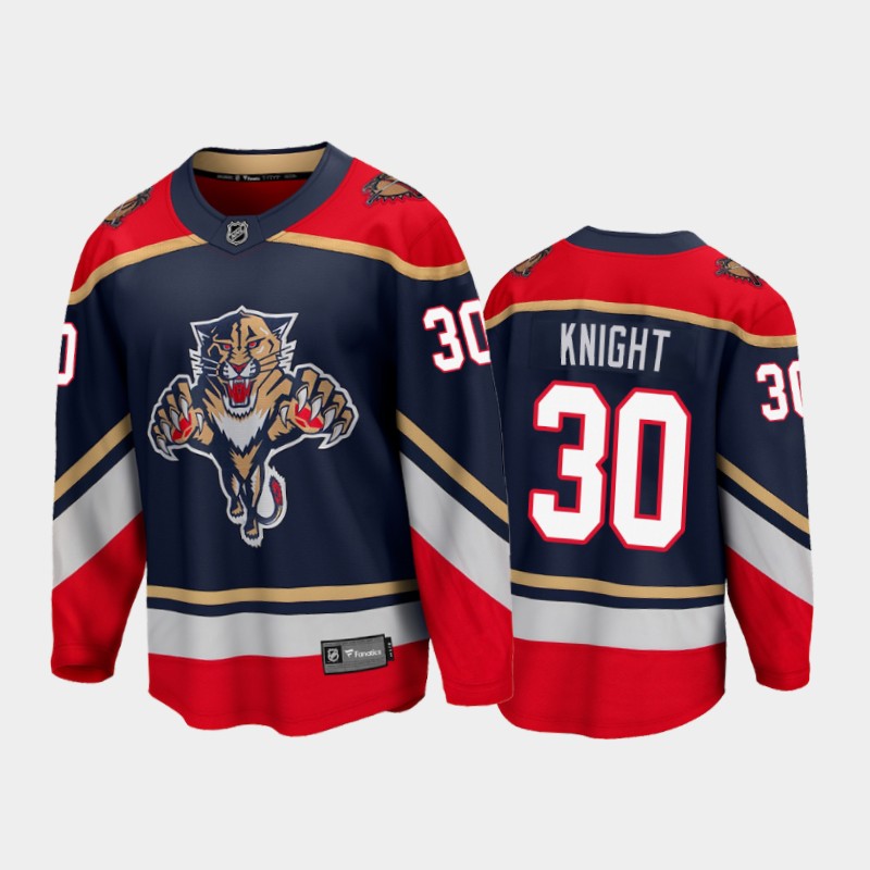 Men's Florida Panthers Spencer Knight #30 Reverse Retro Blue 2021 Jersey