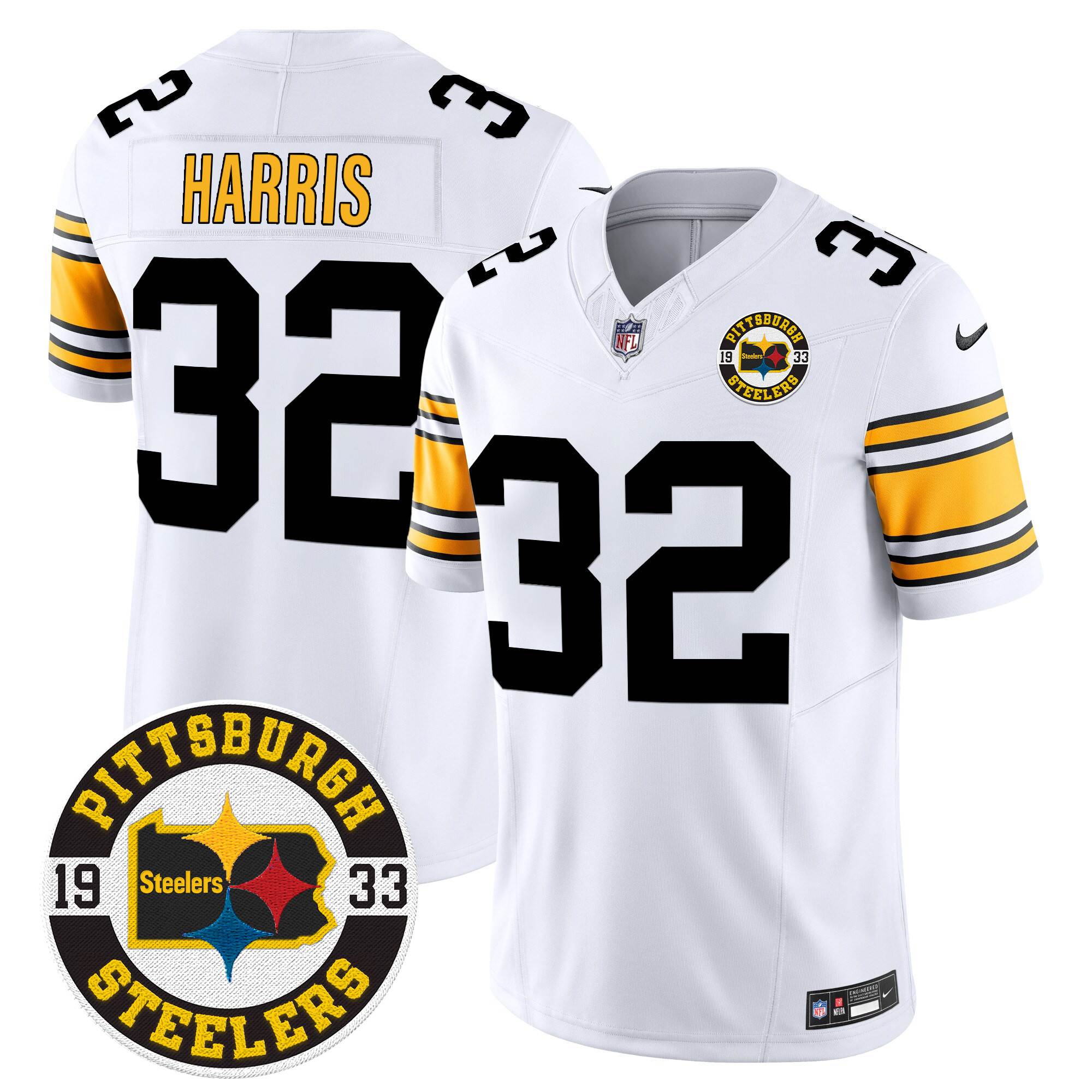 Men's Franco Harris Pittsburgh Steelers 2024 Vapor Limited 1975 White Jersey - All Stitched