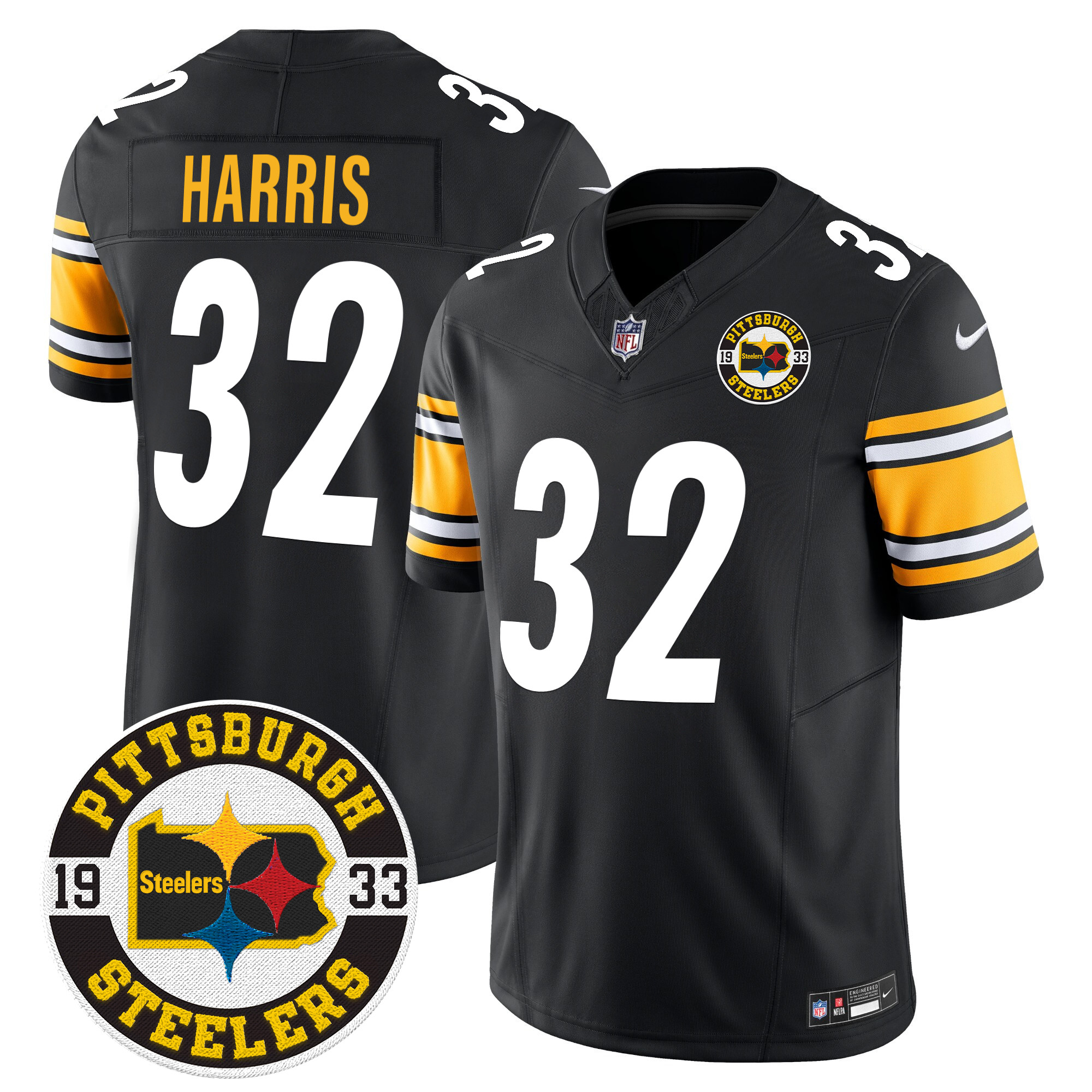 Men's Franco Harris Pittsburgh Steelers 2024 Vapor Limited Black Jersey - All Stitched