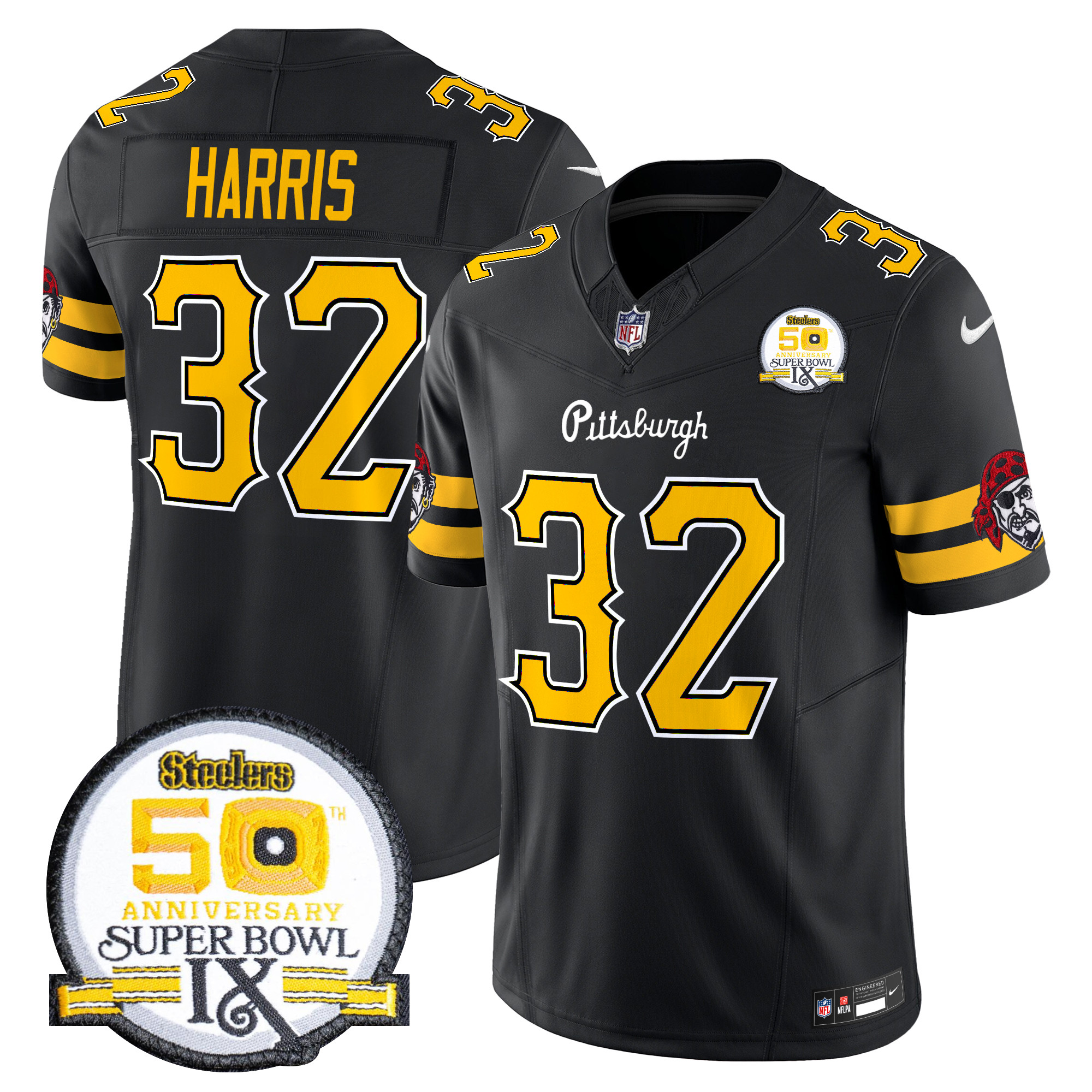 Men's Franco Harris Pittsburgh Steelers 2024 Vapor Limited Black Jersey - All Stitched
