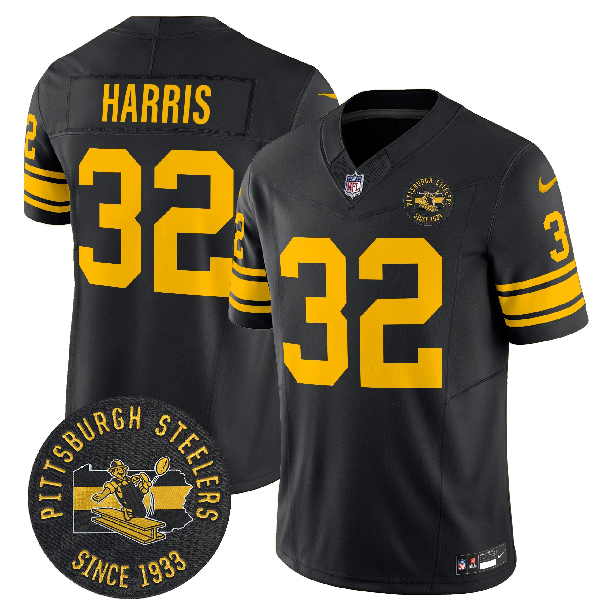 Men's Franco Harris Pittsburgh Steelers Throwback 1962 Vapor Limited Black Jersey - All Stitched