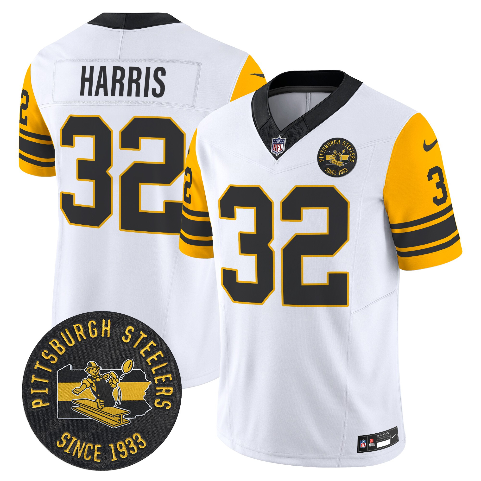Men's Franco Harris Pittsburgh Steelers Throwback 1962 Vapor Limited White Jersey - All Stitched