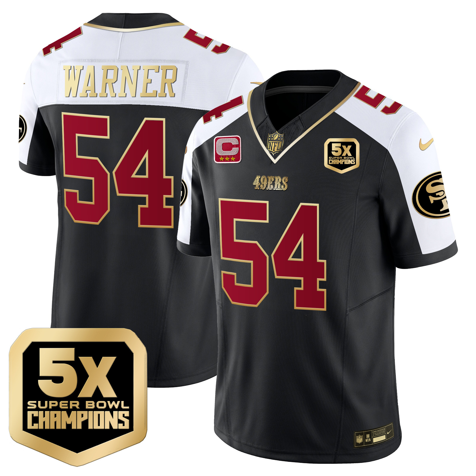Men's Fred Warner San Francisco 49ers 5x Super Bowl Champions Vapor Limited Black Alternate Jersey - All Stitched
