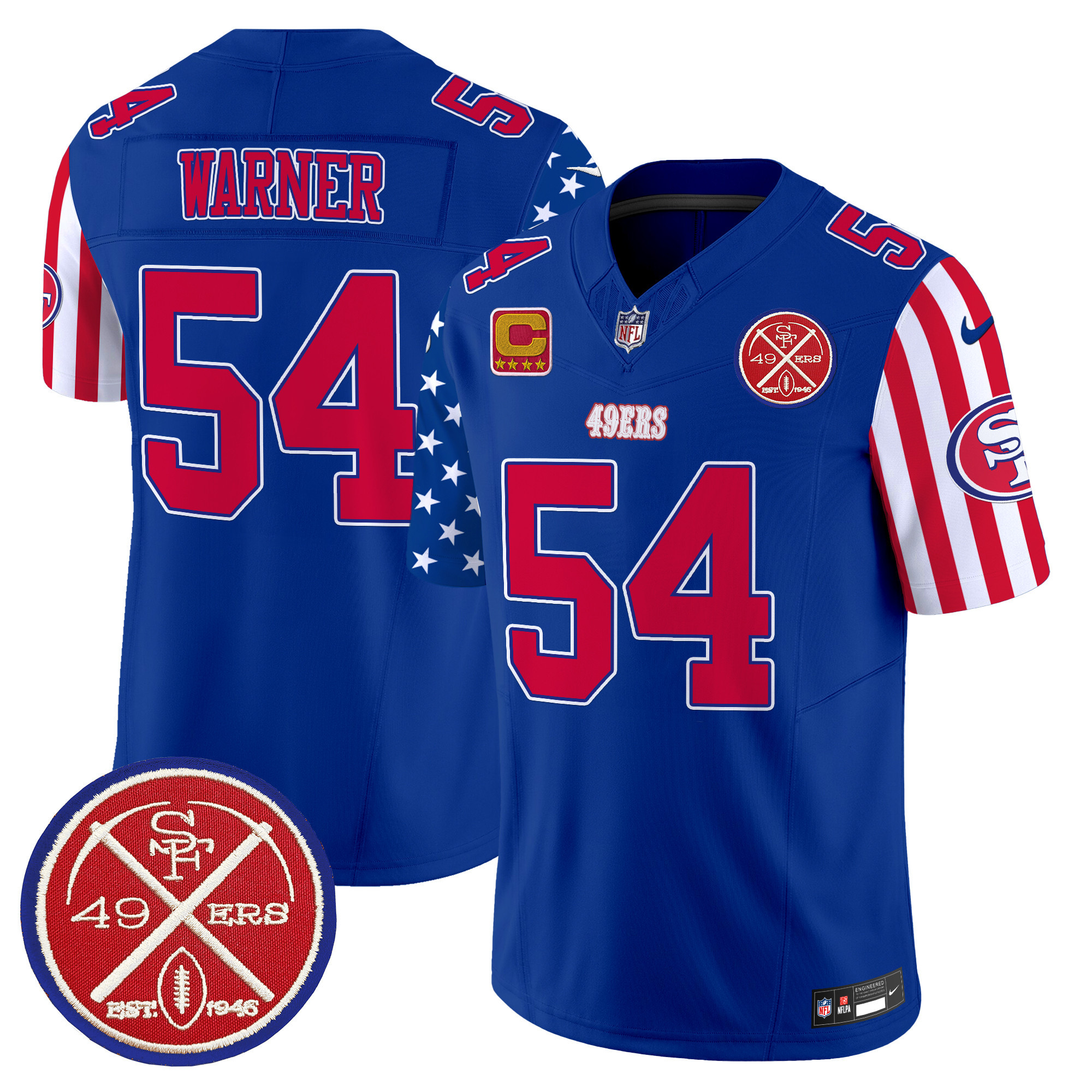 Men's Fred Warner San Francisco 49ers American Style Vapor Limited Royal Jersey - All Stitched