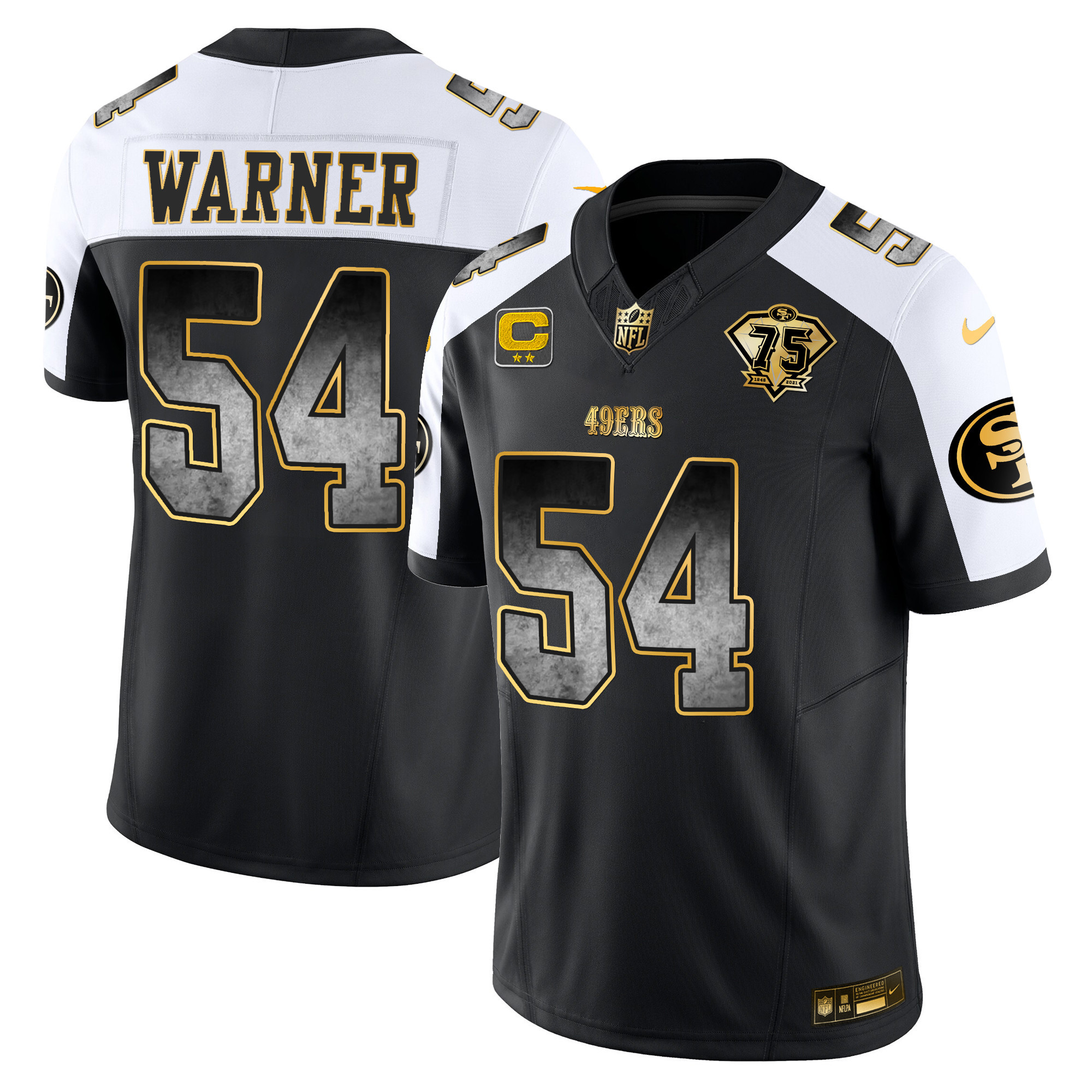 Men's Fred Warner San Francisco 49ers Arch Smoke Vapor Alternate Jersey - All Stitched