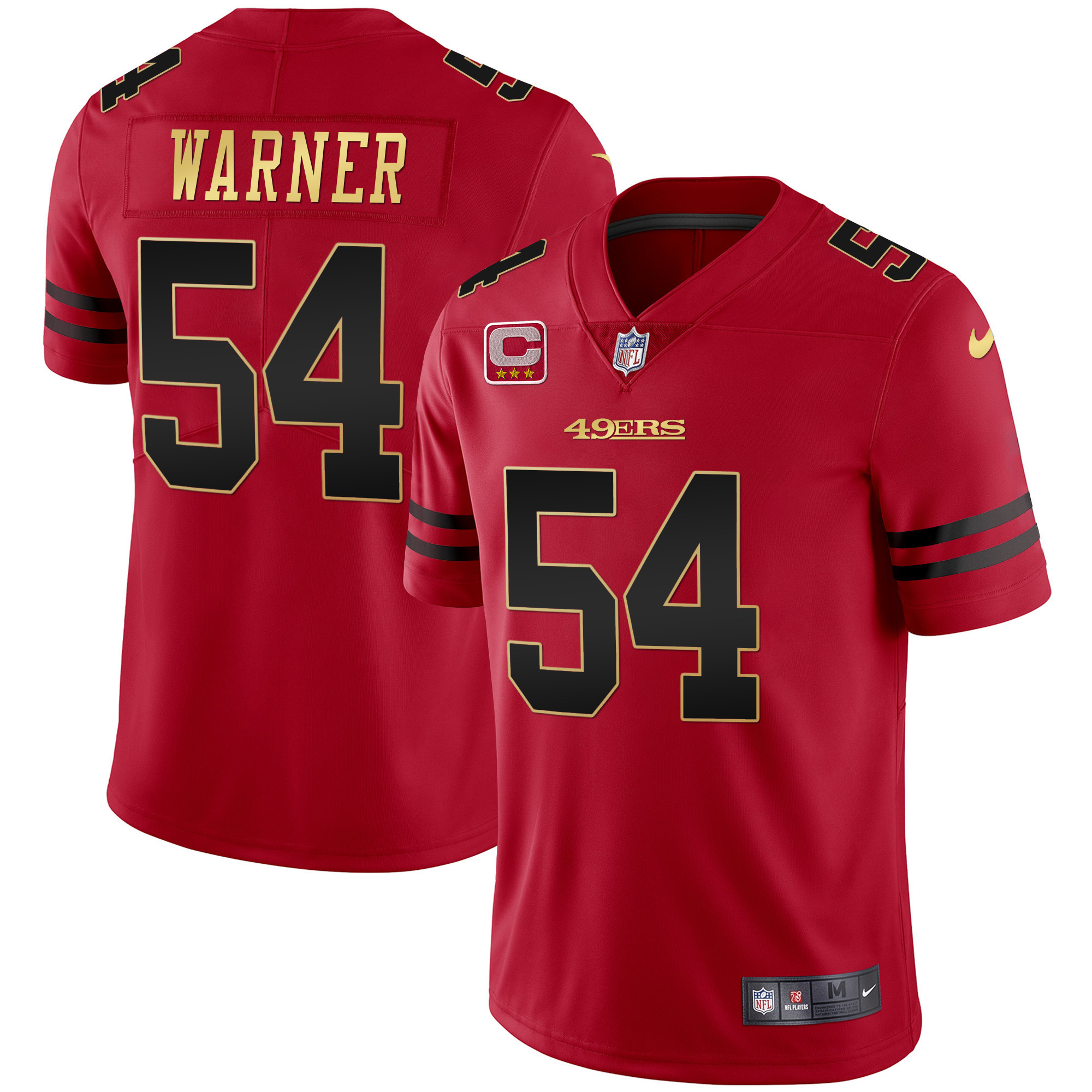 Men's Fred Warner San Francisco 49ers Black Red Gold Blooded Red Jersey - All Stitched