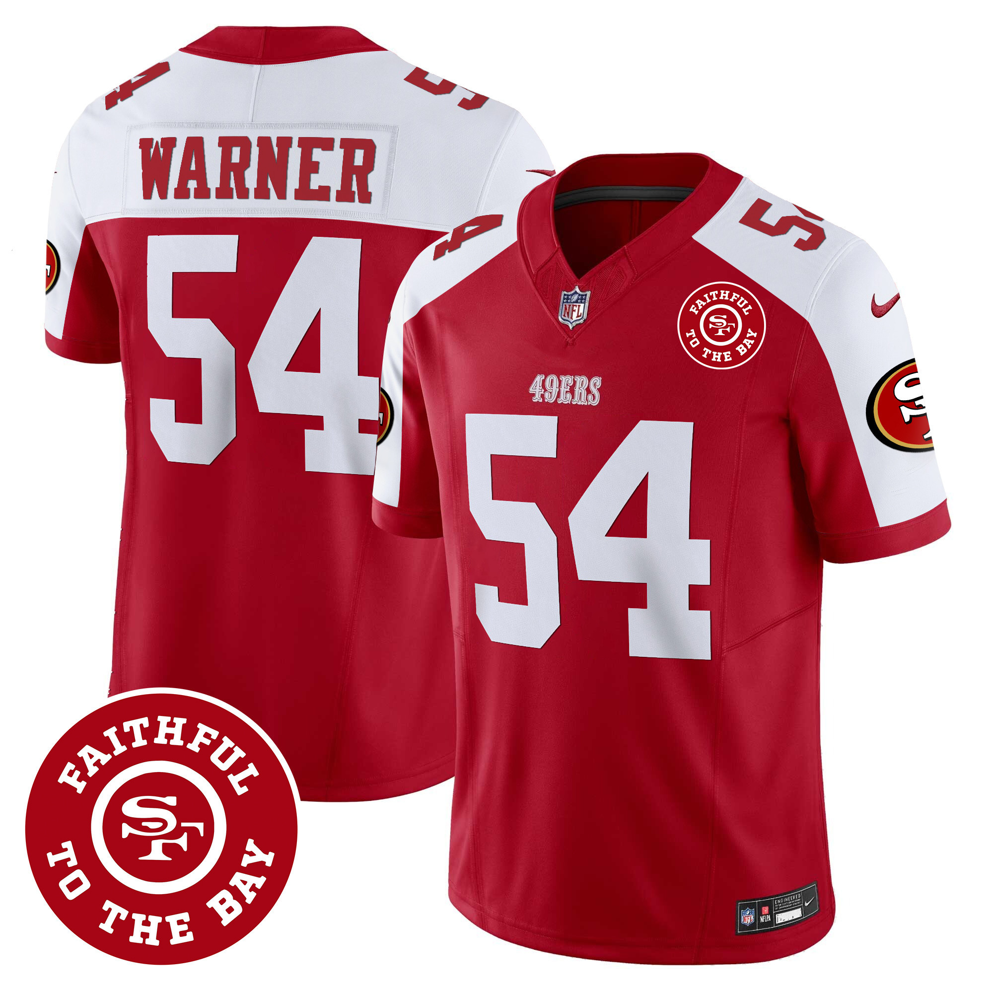 Men's Fred Warner San Francisco 49ers Faithful To The Bay Patch Vapor Alternate Jersey - All Stitched