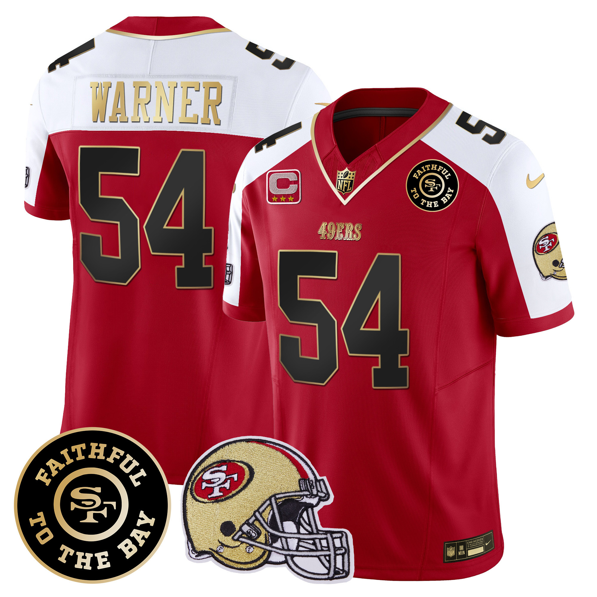 Men's Fred Warner San Francisco 49ers Faithful To The Bay Patch Vapor Limited Alternate Jersey V5 - All Stitched