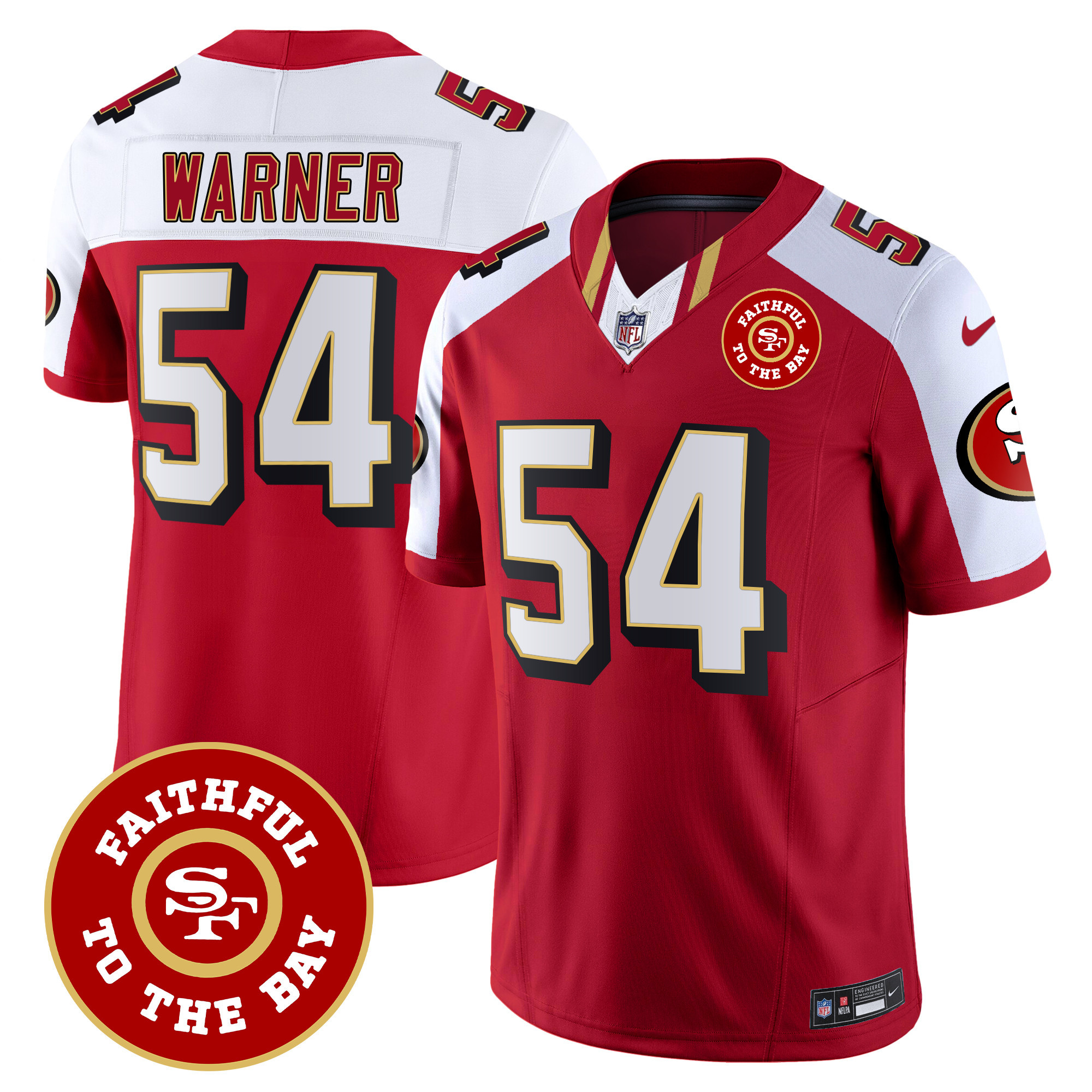 Men's Fred Warner San Francisco 49ers Faithful To The Bay Patch Vapor Limited Alternate Jersey V9 - All Stitched