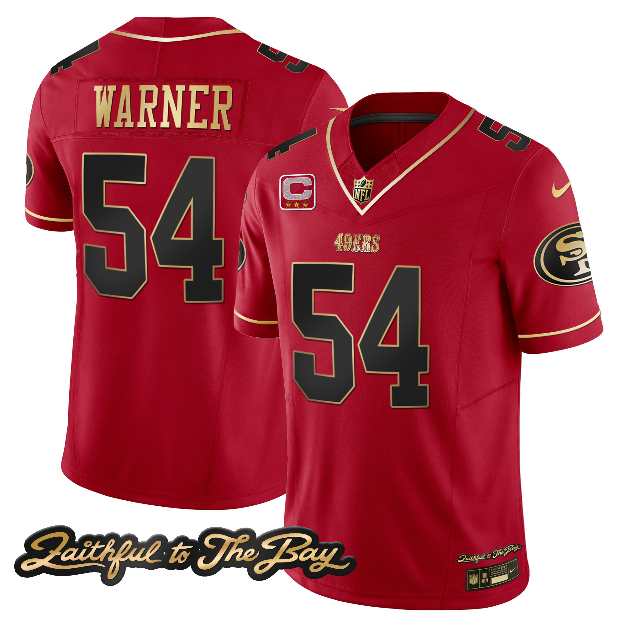 Men's Fred Warner San Francisco 49ers Faithful To The Bay Patch Vapor Limited Scarlet Limited Jersey V3 - All Stitched