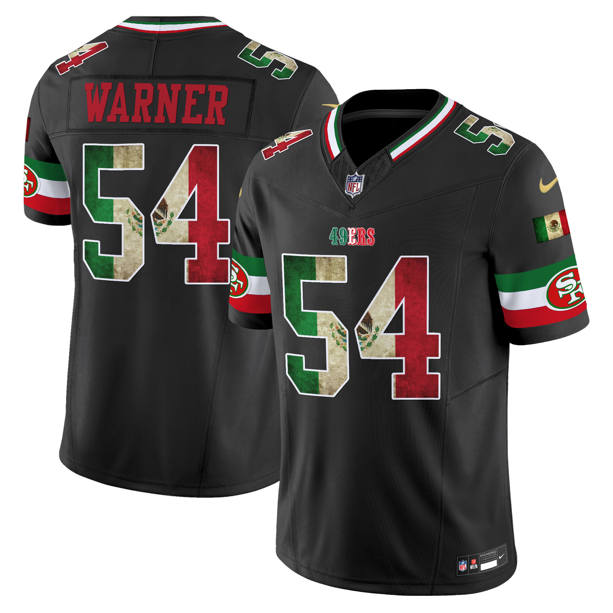 Men's Fred Warner San Francisco 49ers Mexico Vapor Limited Black Jersey - All Stitched