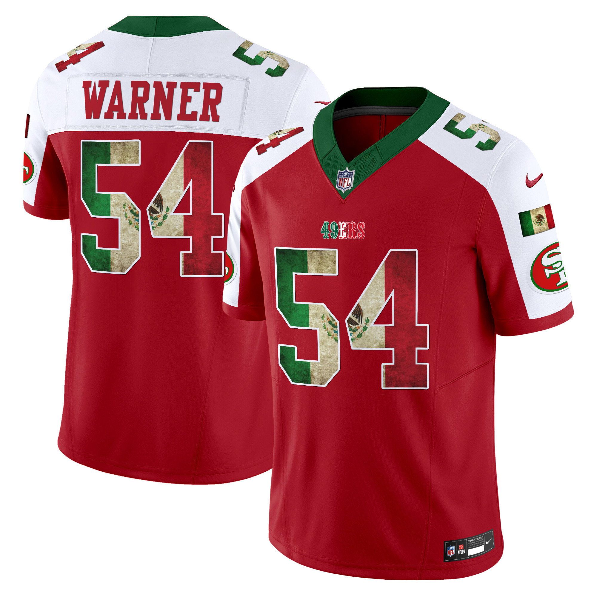 Men's Fred Warner San Francisco 49ers Mexico Vapor Limited Red Alternate Jersey - All Stitched
