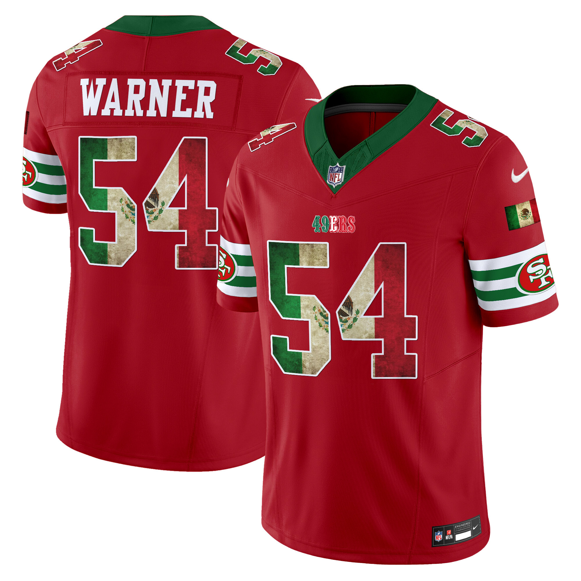 Men's Fred Warner San Francisco 49ers Mexico Vapor Limited Red Jersey - All Stitched