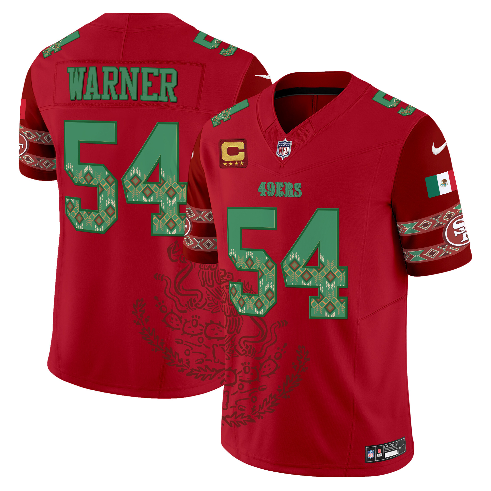 Men's Fred Warner San Francisco 49ers Mexico Vapor Limited Red Jersey - Printed