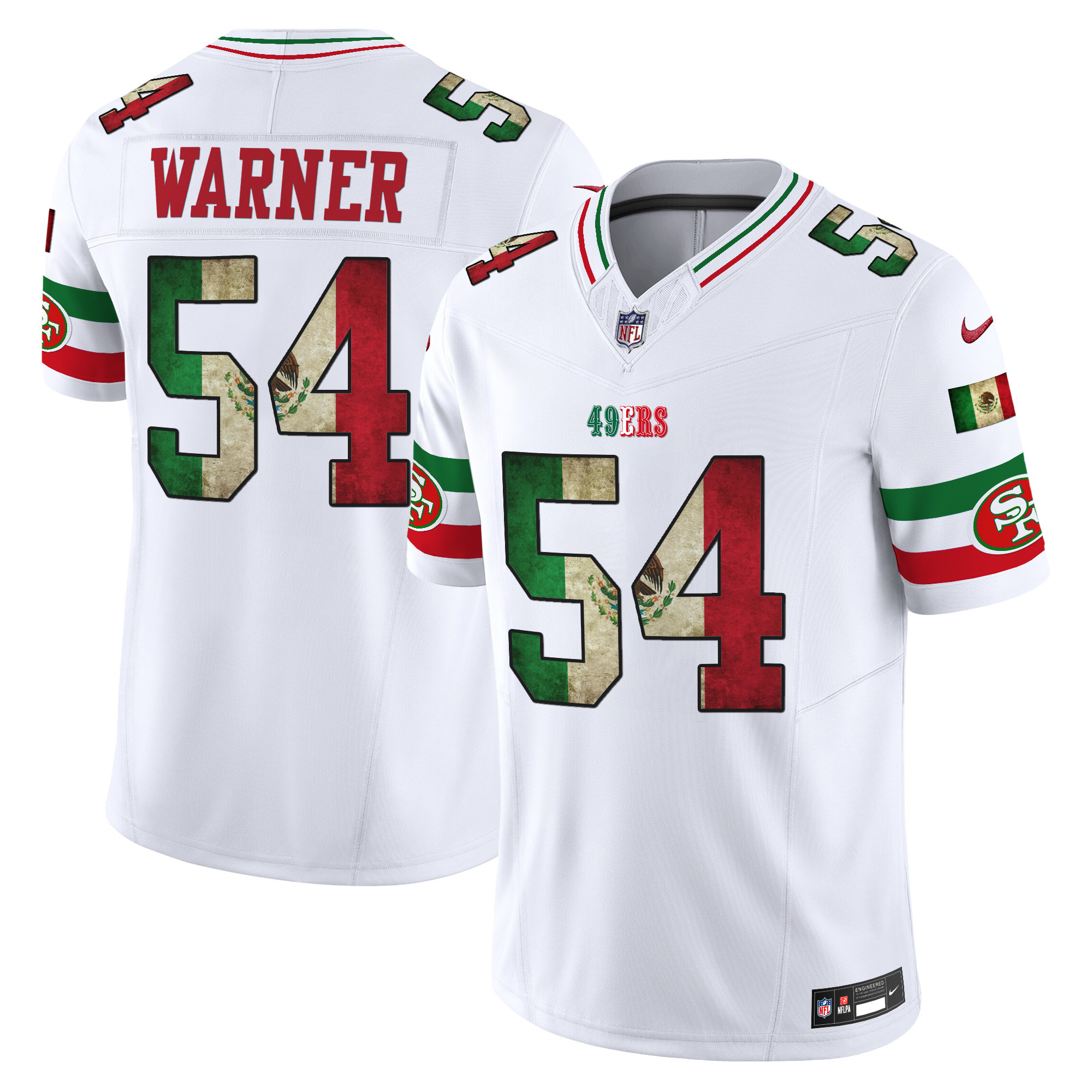 Men's Fred Warner San Francisco 49ers Mexico Vapor Limited White Jersey - All Stitched
